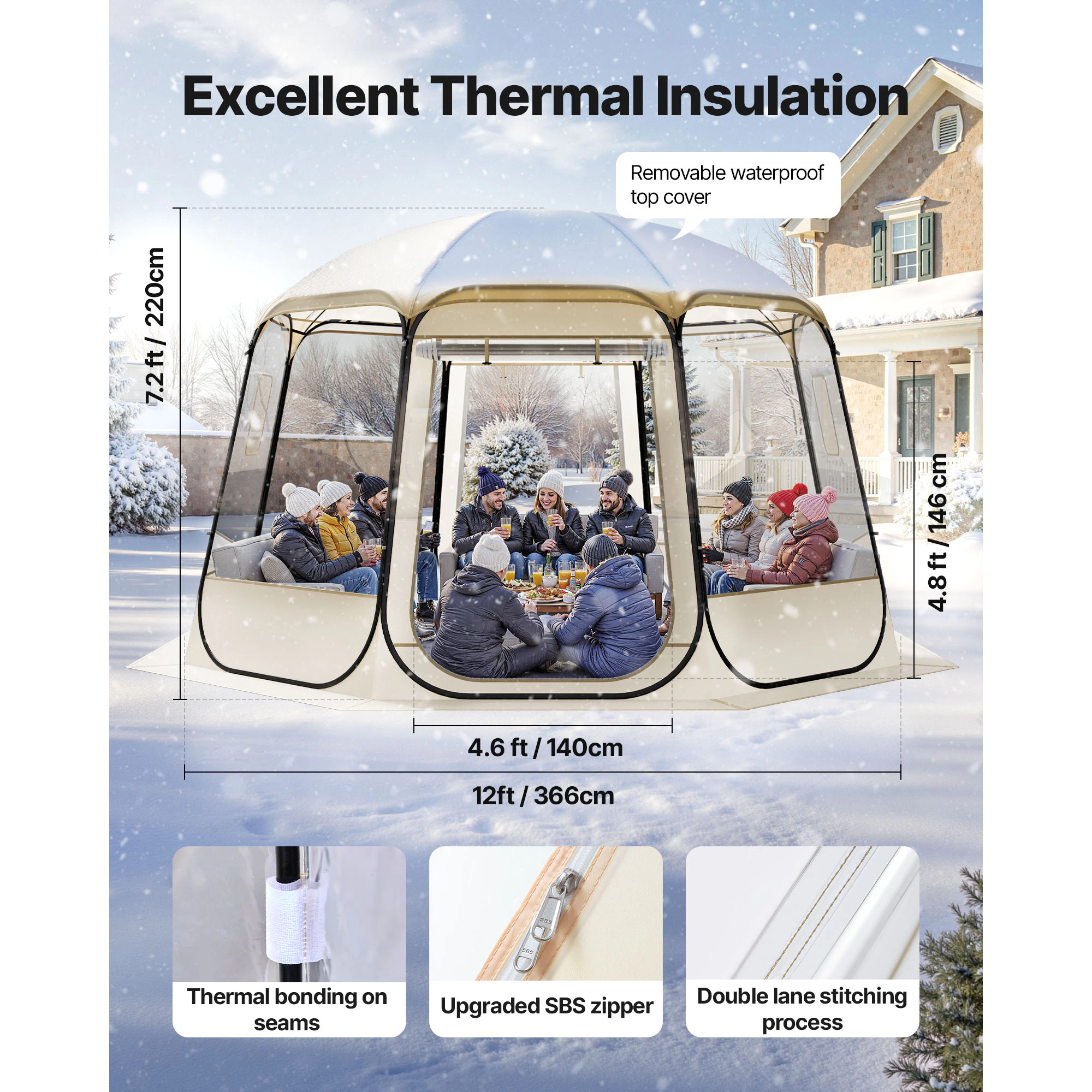 HONGGE Pop up Bubble Tent Waterproof & UV-Resistant Clear Camping Tent Shelter Outdoor Garden Dome Igloo Tents with