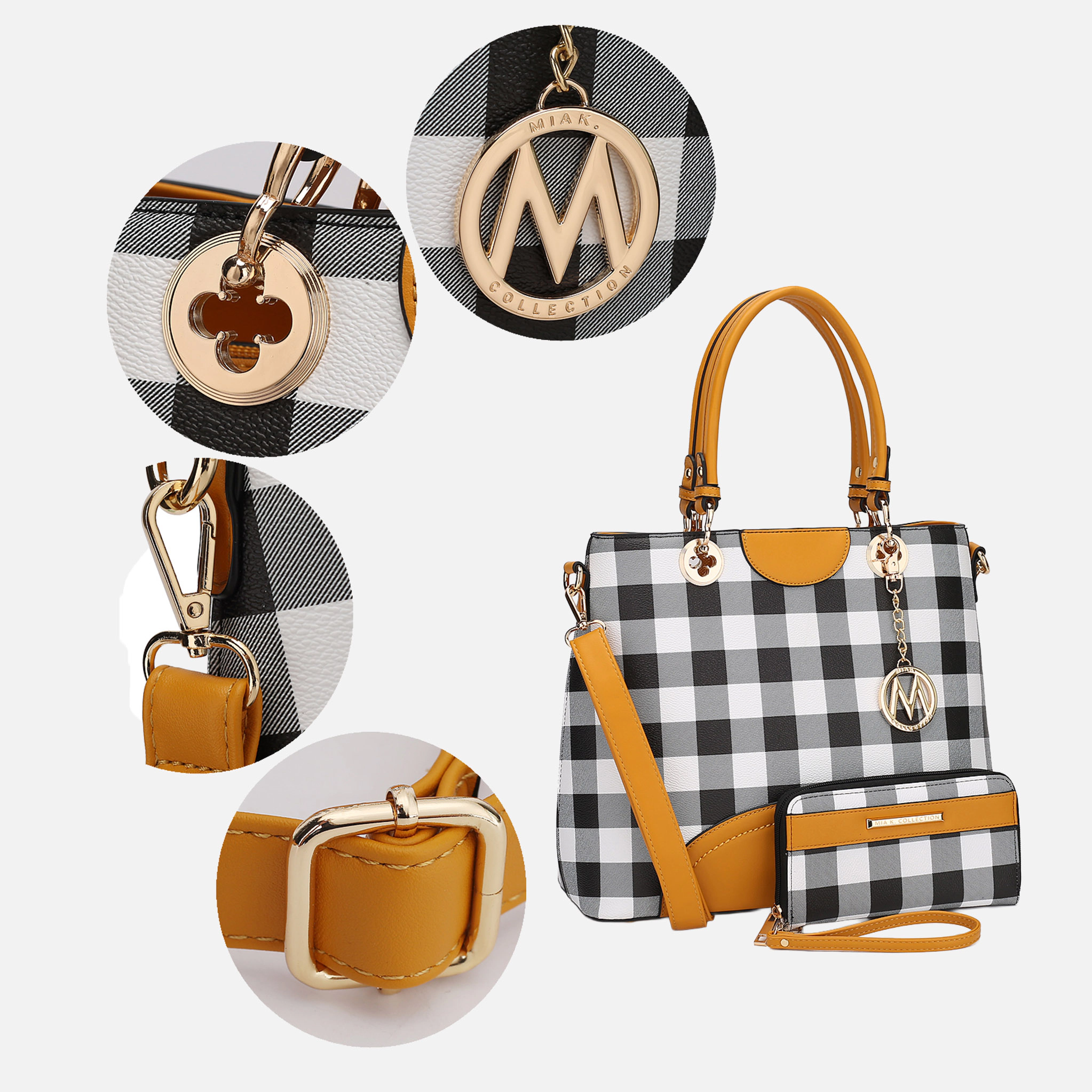 Mia K Collection Faux Leather Satchel with Removable Charm and Wallet