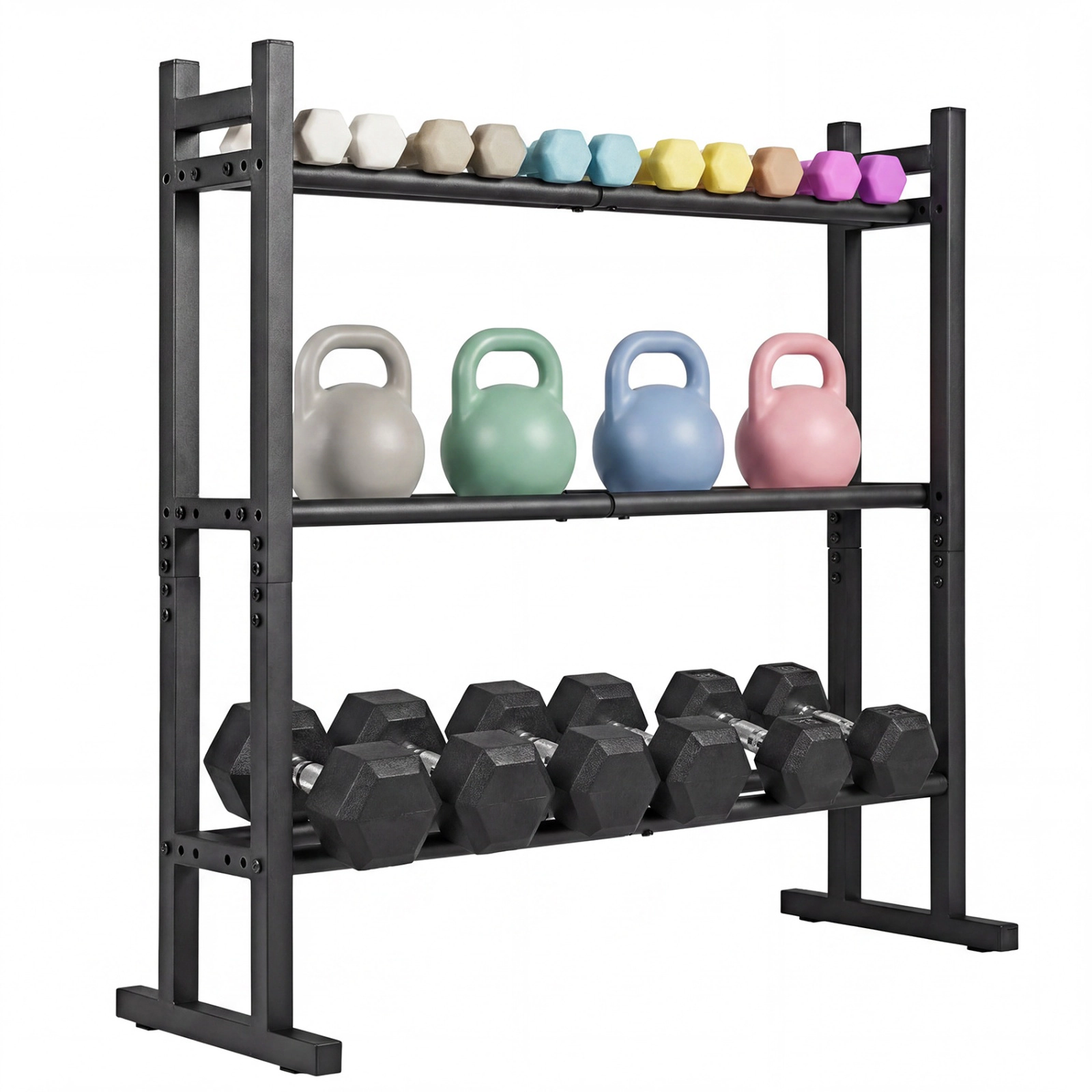 SUGIFT 3-Tier Black Dumbbell Rack with Adjustable Spacing 31.5-in W 12-in D 31.5-in H 529-lb Total Capacity