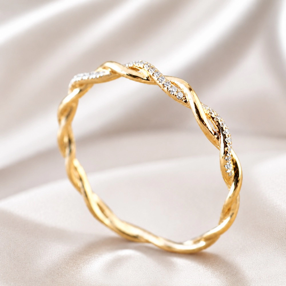 Women’s Fashion Twist Ring with Dazzling Cubic Zirconia