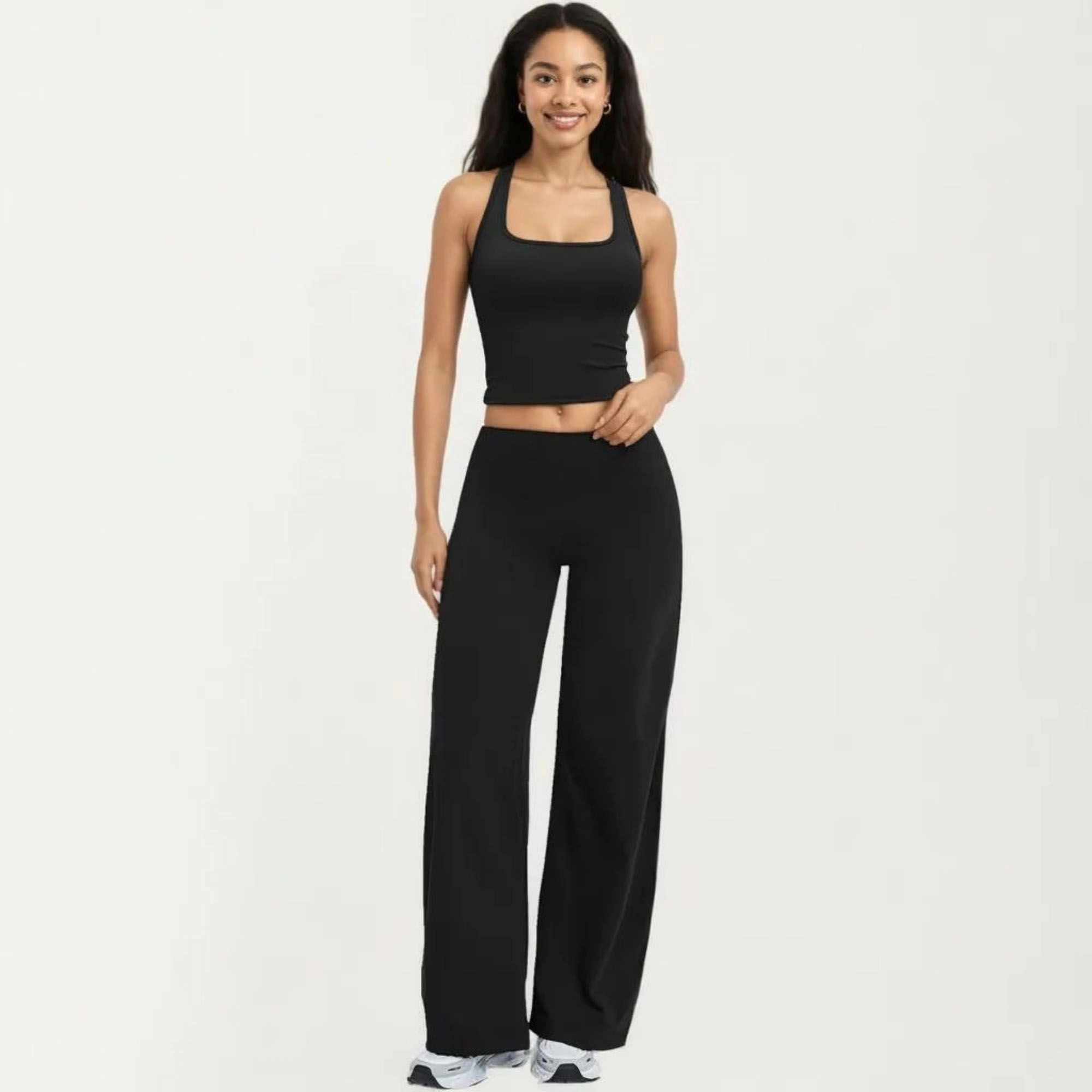Anna-Kaci Women's High-Waist Wide-Leg Yoga Pants Stretch Lounge Workout Training Relaxed Athletic