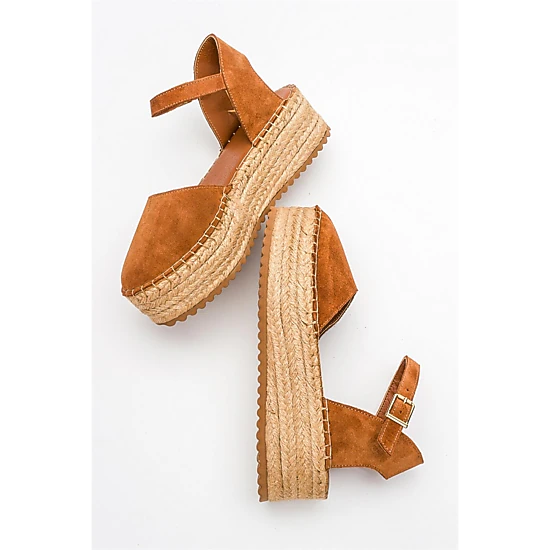 Forever & Always Womens Viba Leather Esprarille Platform Wedge Sandalss