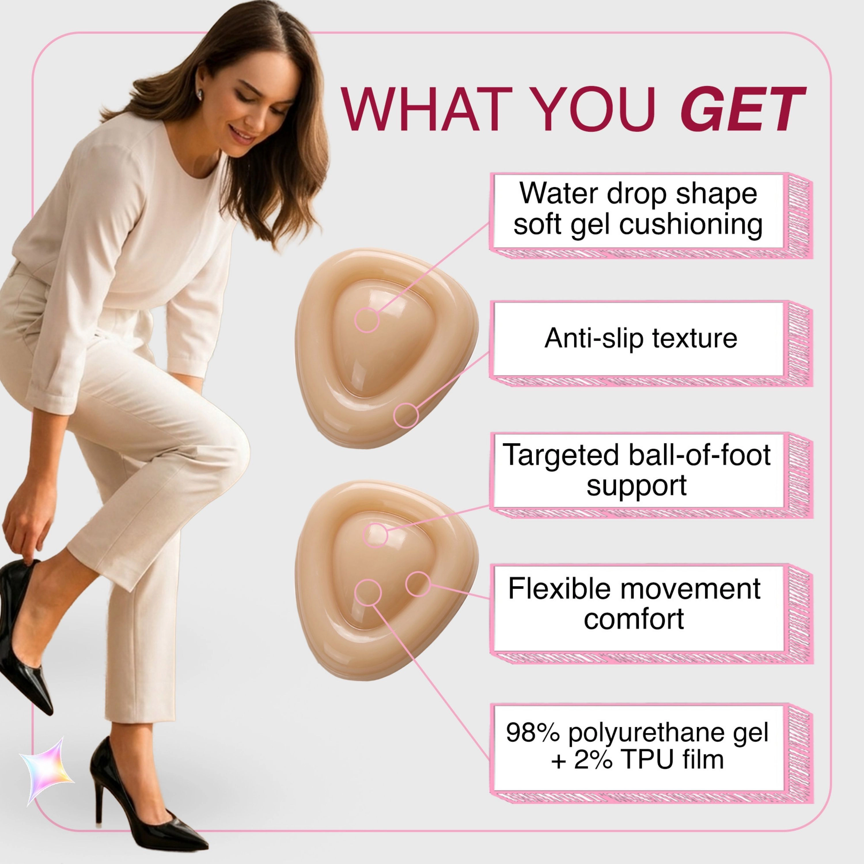 LECHERY Women's 2-Pack Gel Metatarsal Pads – Water Drop Forefoot Cushions for Shoes