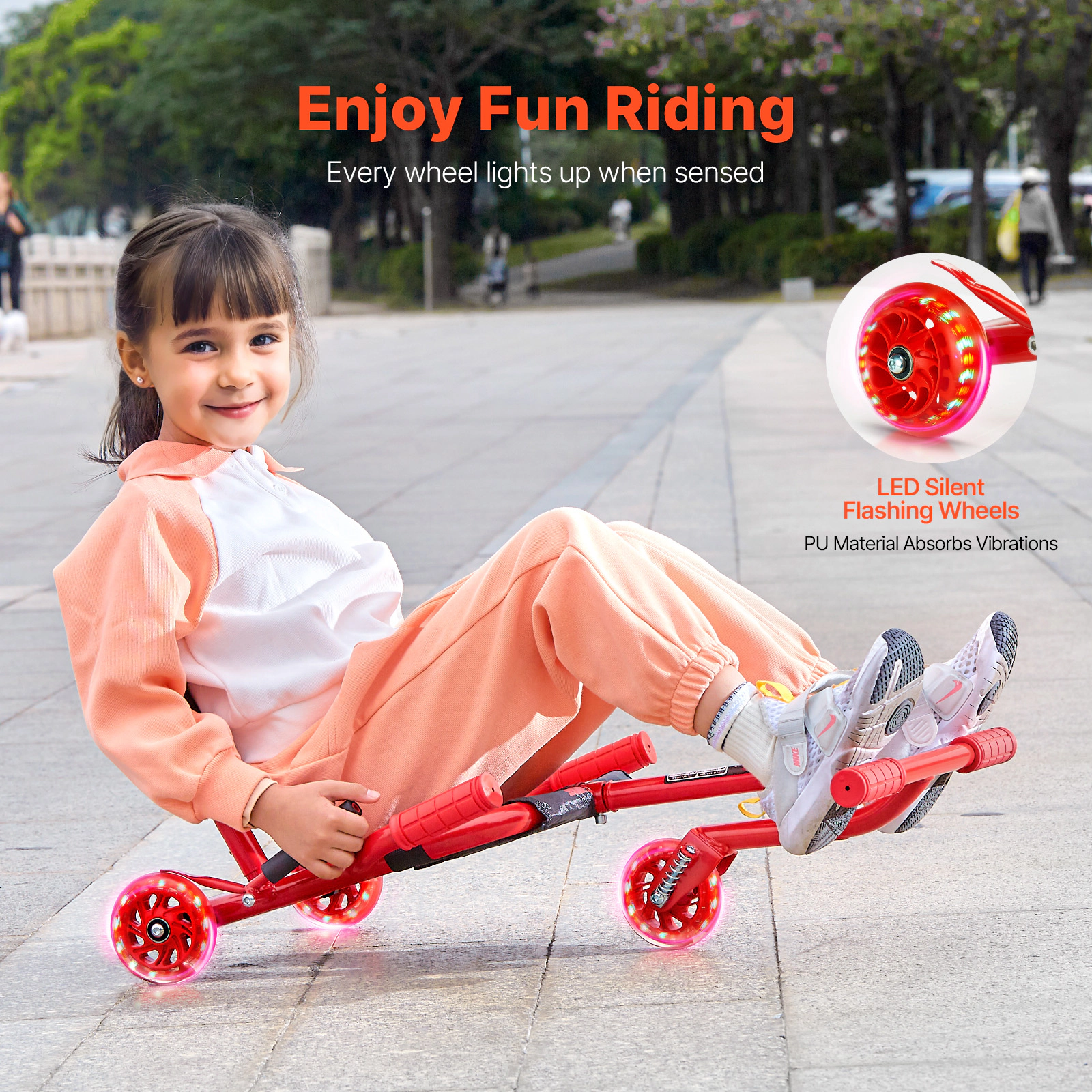 HONGGE Ride on Scooter Load Capacity of 132 lbs Swing Side-to-Side for Amazing Ride Powered by Zig-Zag Motion Ride on