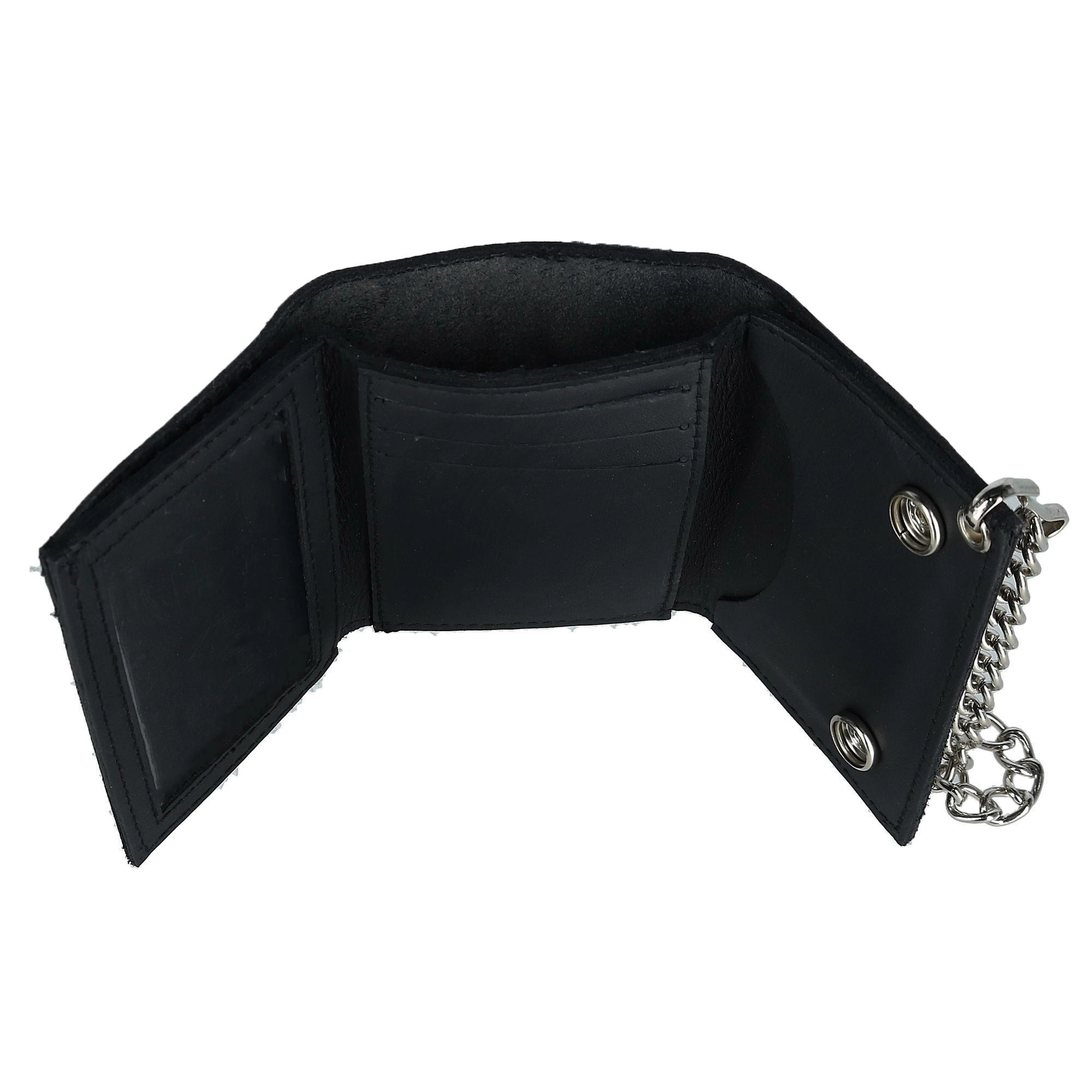 CTM Men's Leather Eagle Imprint Trifold Chain Wallet