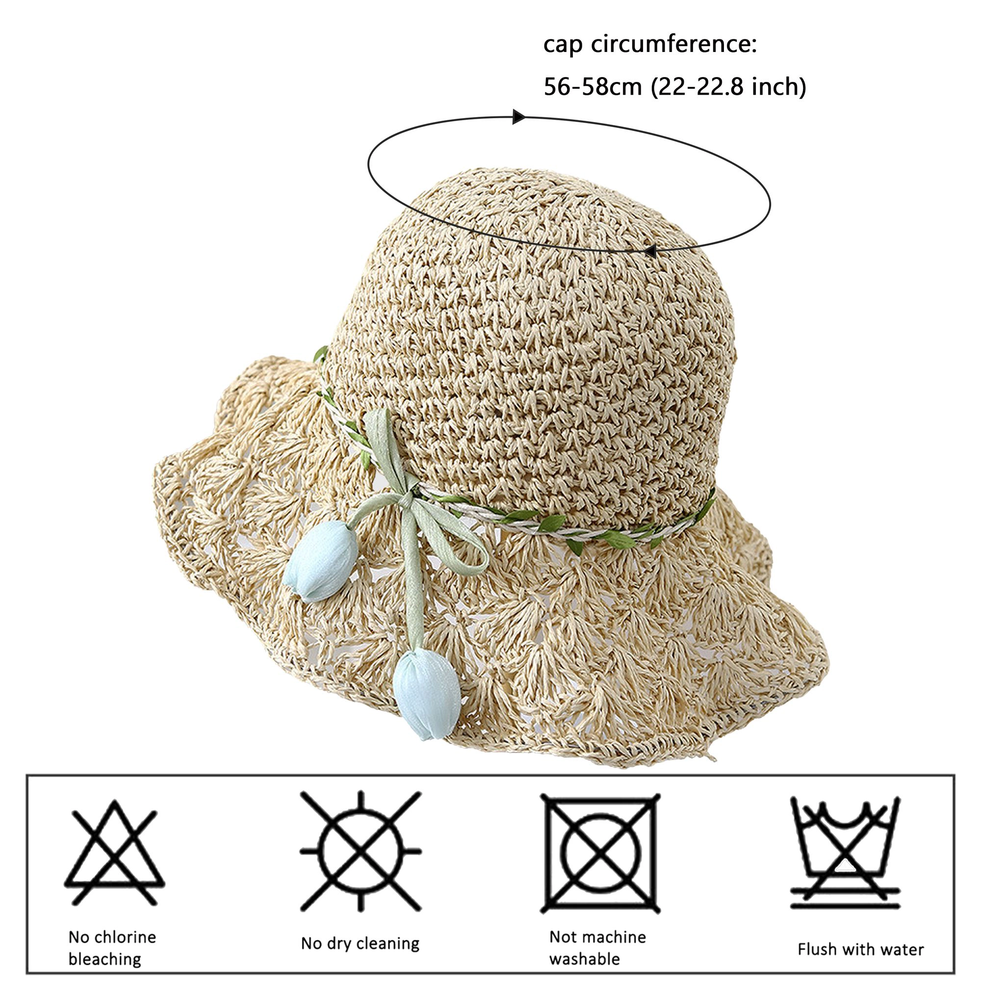 Anna-Kaci Women's Hand - Crocheted Straw Sun Hat with Floral Accents