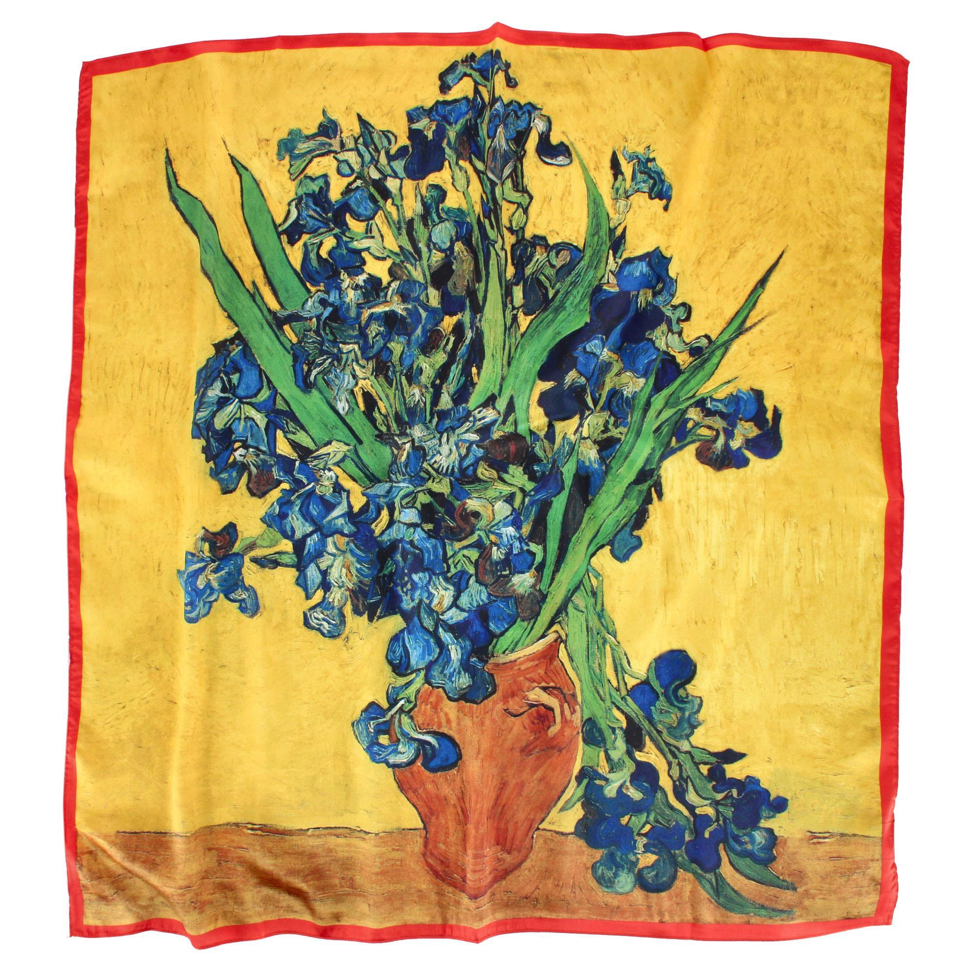 The Magic Scarf Company Women's Van Gogh Irises Yellow Print Silky Scarf