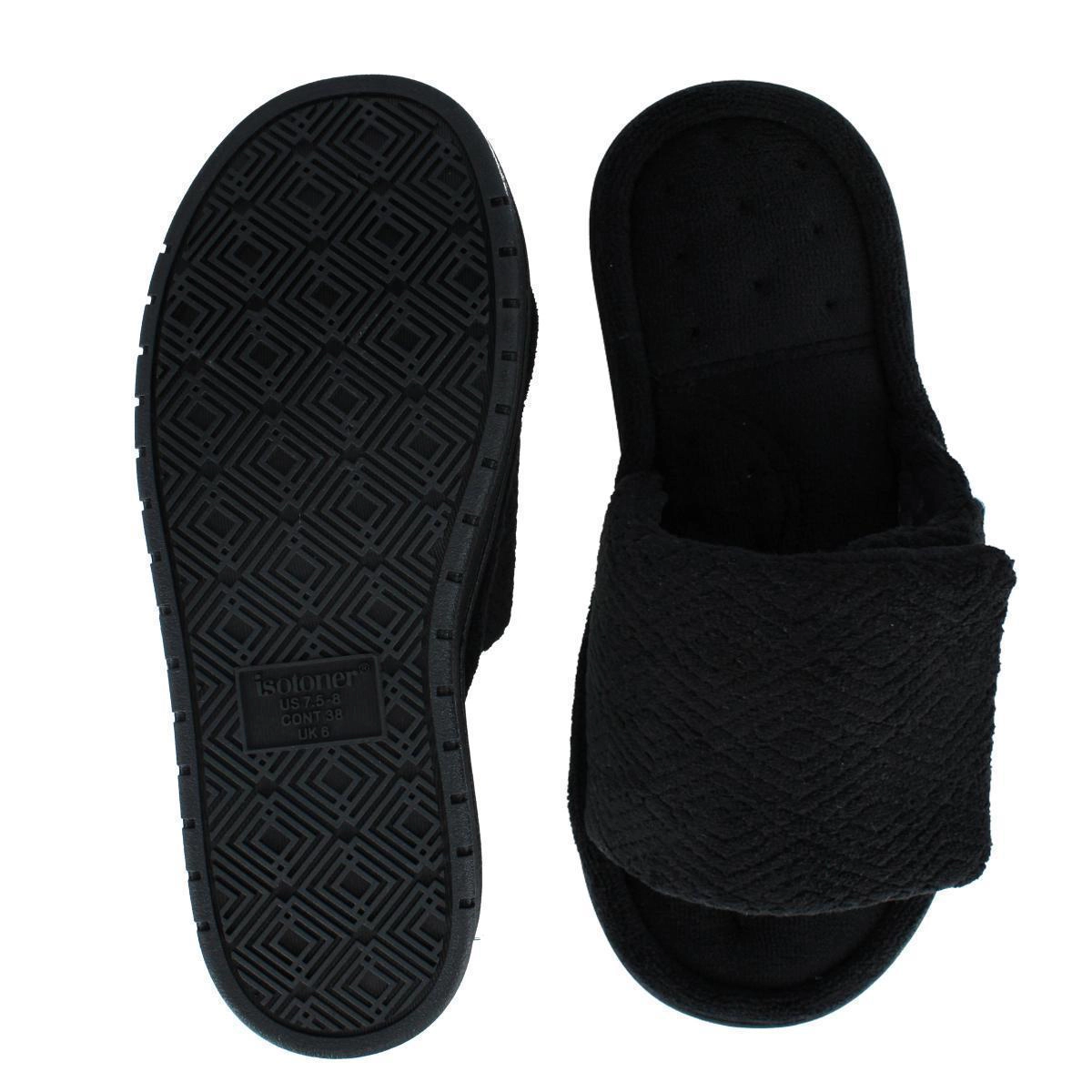Isotoner Women's Sculpted Terry Adjustable Open Toe Slide Slippers