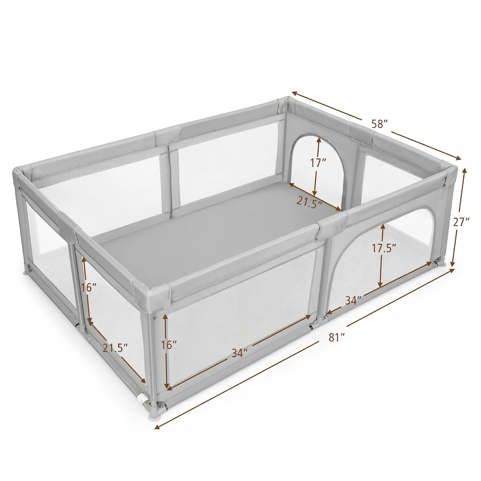 SUGIFT 81-in Extra Large Baby Safety Fence with 360-Degree View 27-in Standing Panels and 50 Ocean Balls