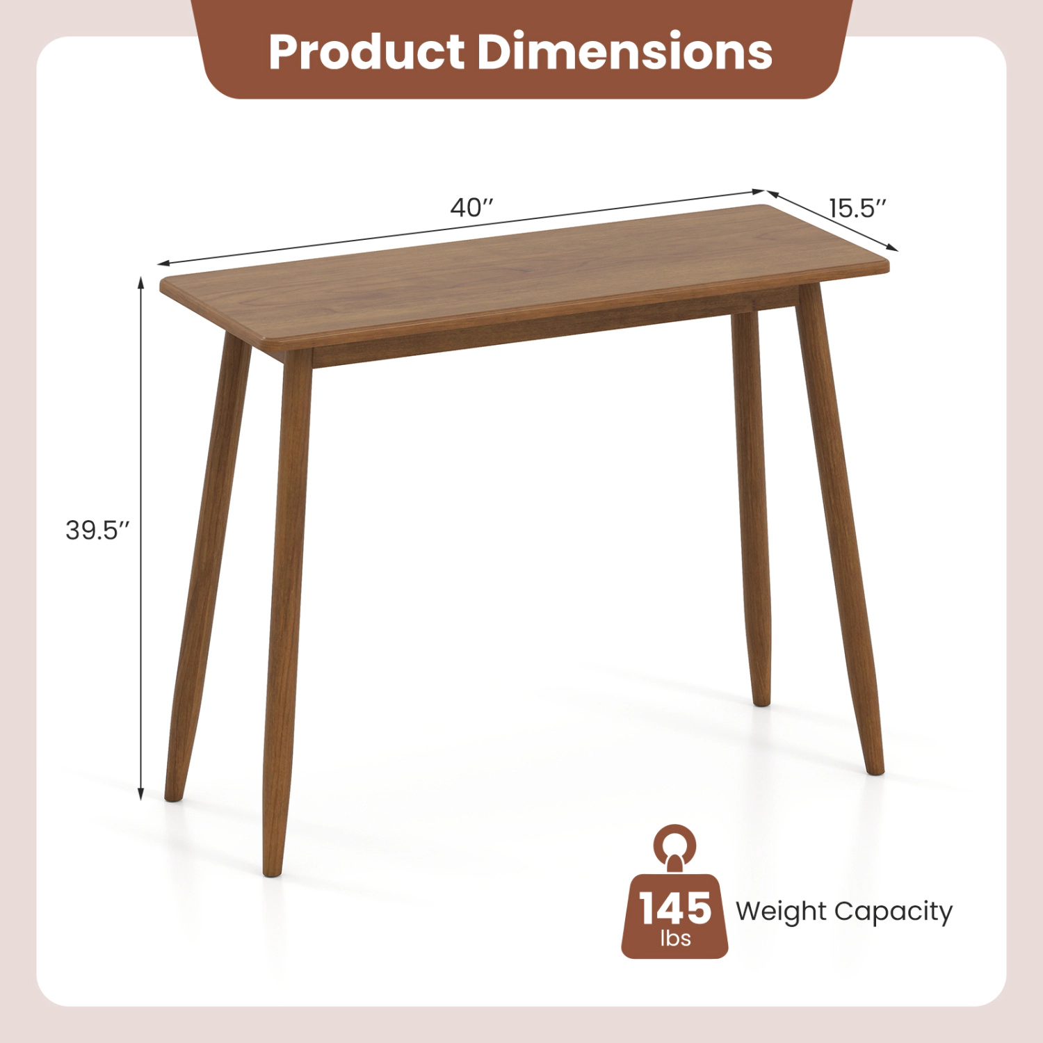 LJG Computer Desk with Rubber Wood Legs Wooden Writing Desk with Spacious Tabletop