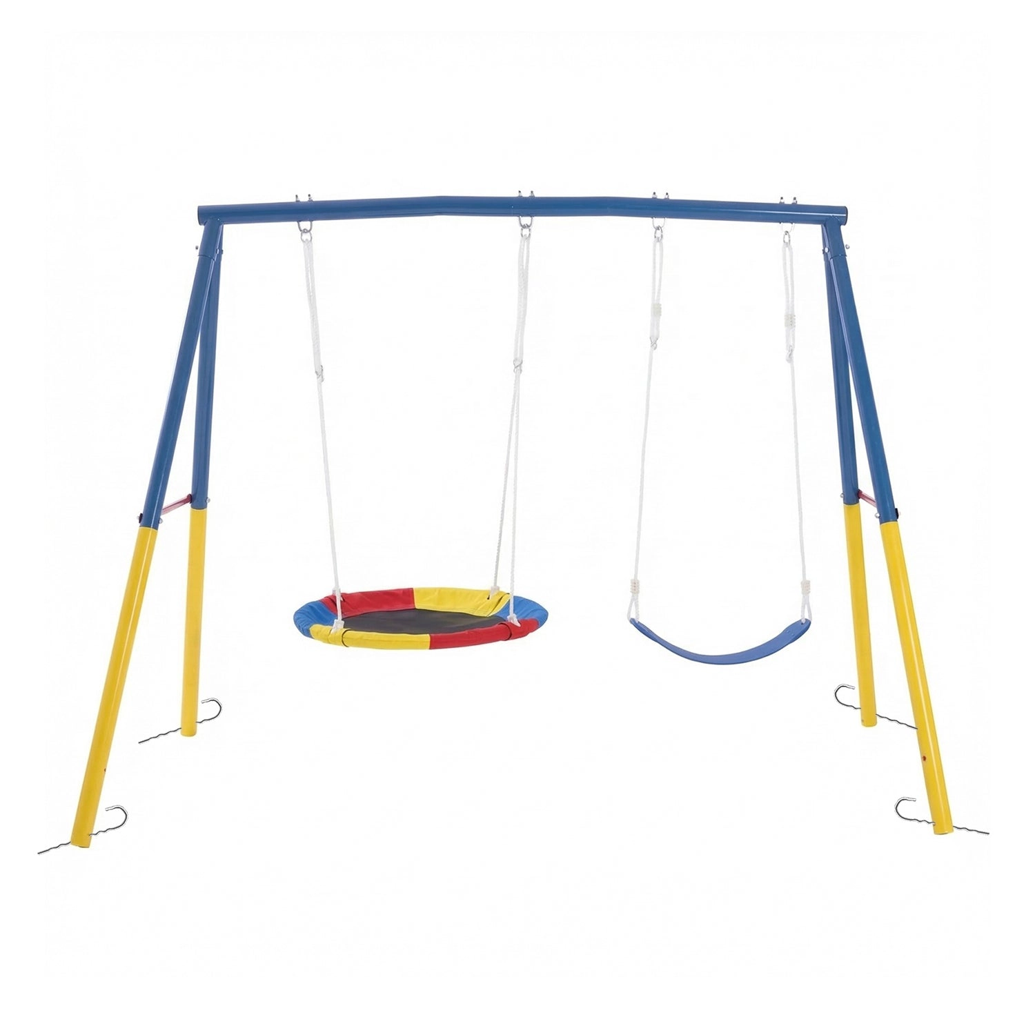 GBruno 2-in-1 A-Frame Metal Swing Set For Backyard