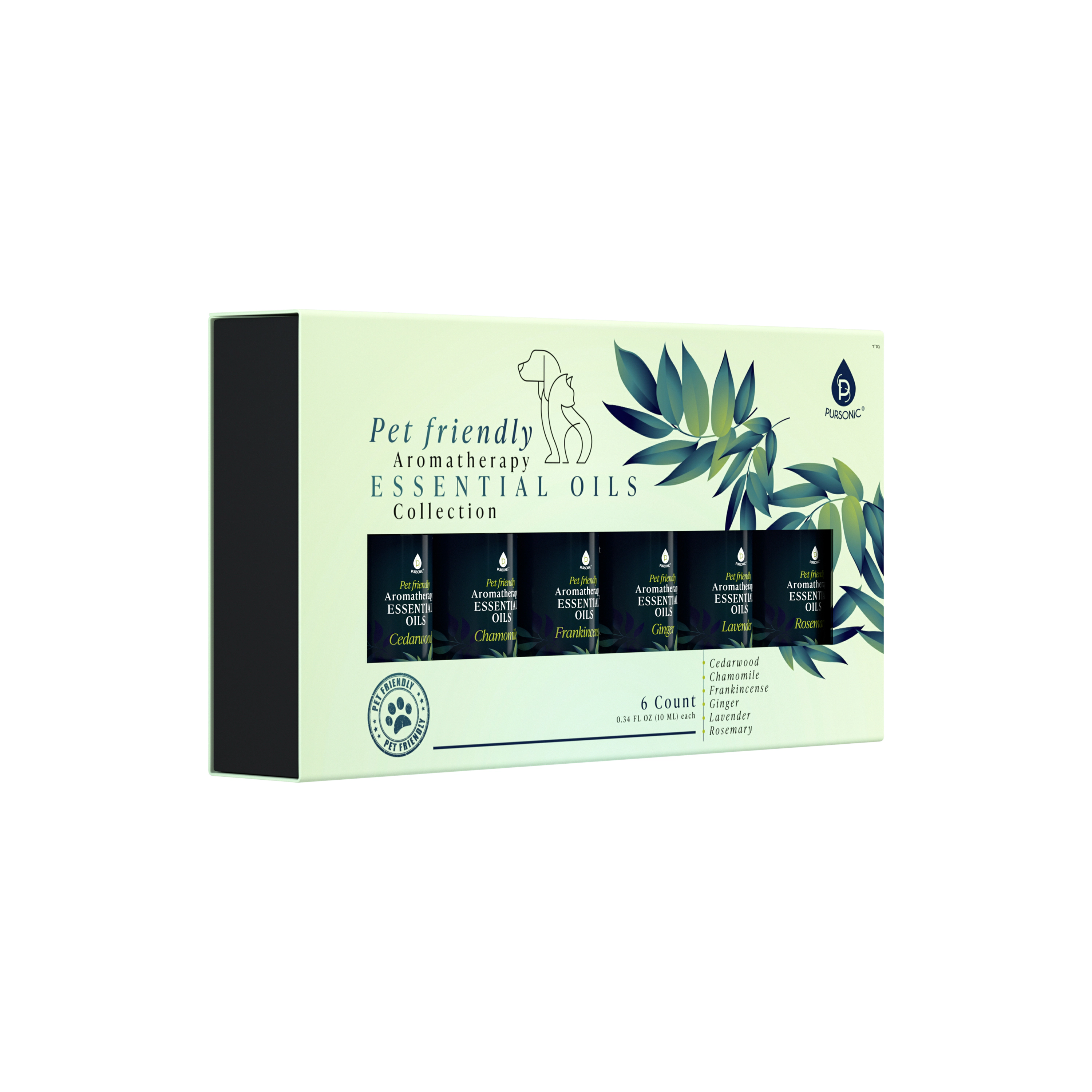 Pursonic Unisex Pet-Friendly Aromatherapy Essential Oil Collection – 6 Pack Essential Oils