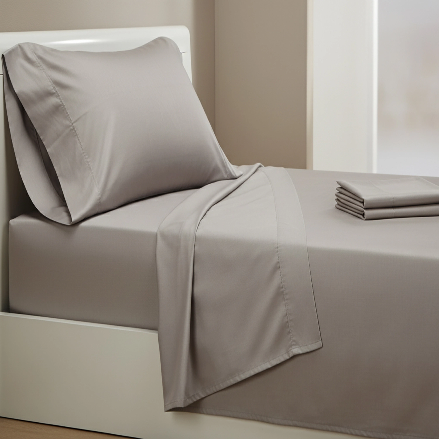 Castle Hill Premium Lightweight Thread Count Cotton Sateen 4 Pieces Sheet Set King