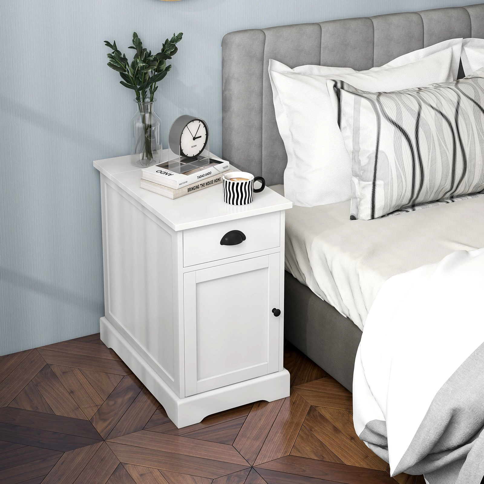 SlickBlue Charging Nightstand with Drawer Cabinet and USB Ports