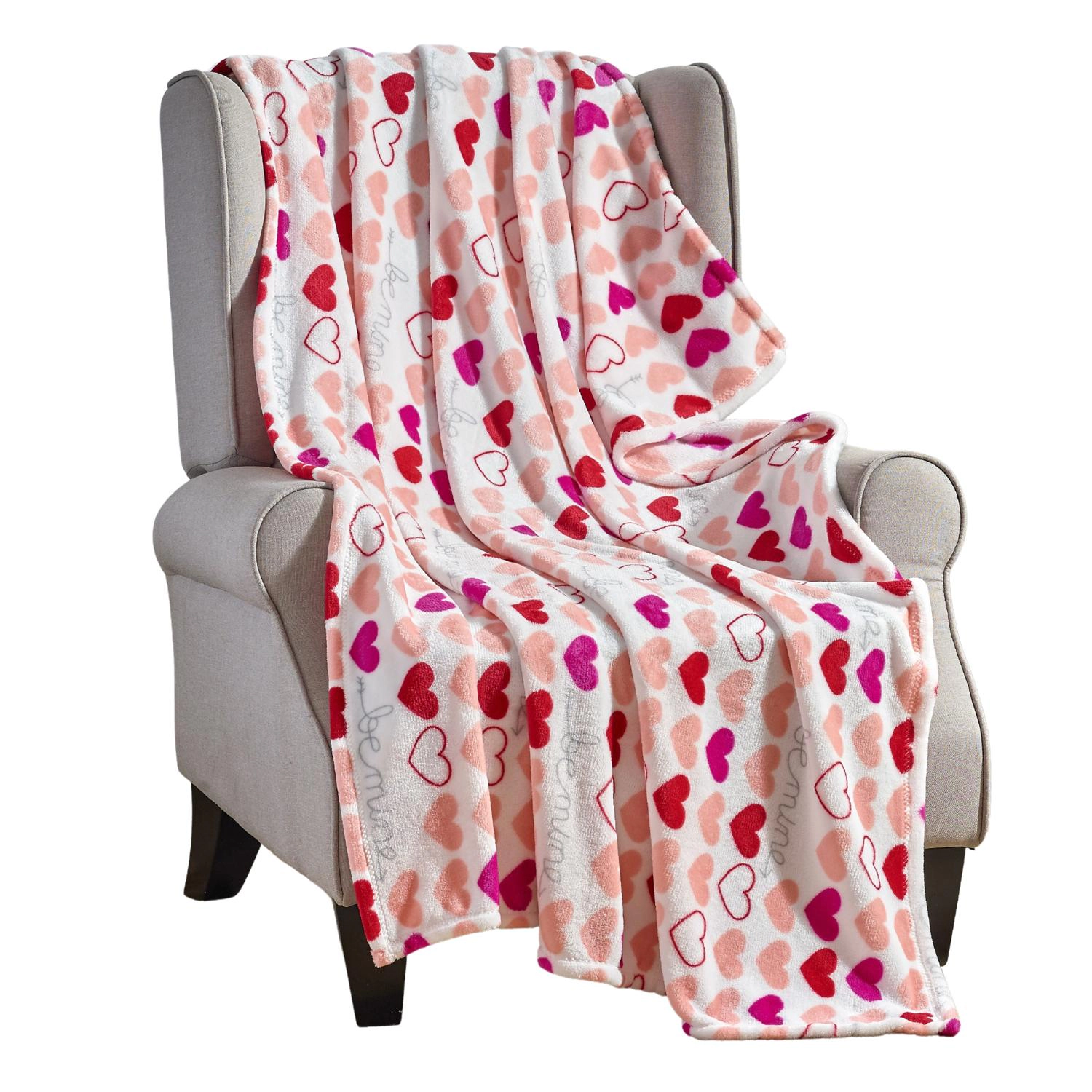 Plazatex Isabella Valentine Micro Plush Decorative Throw Blanket All Season 50 x 60 Pink