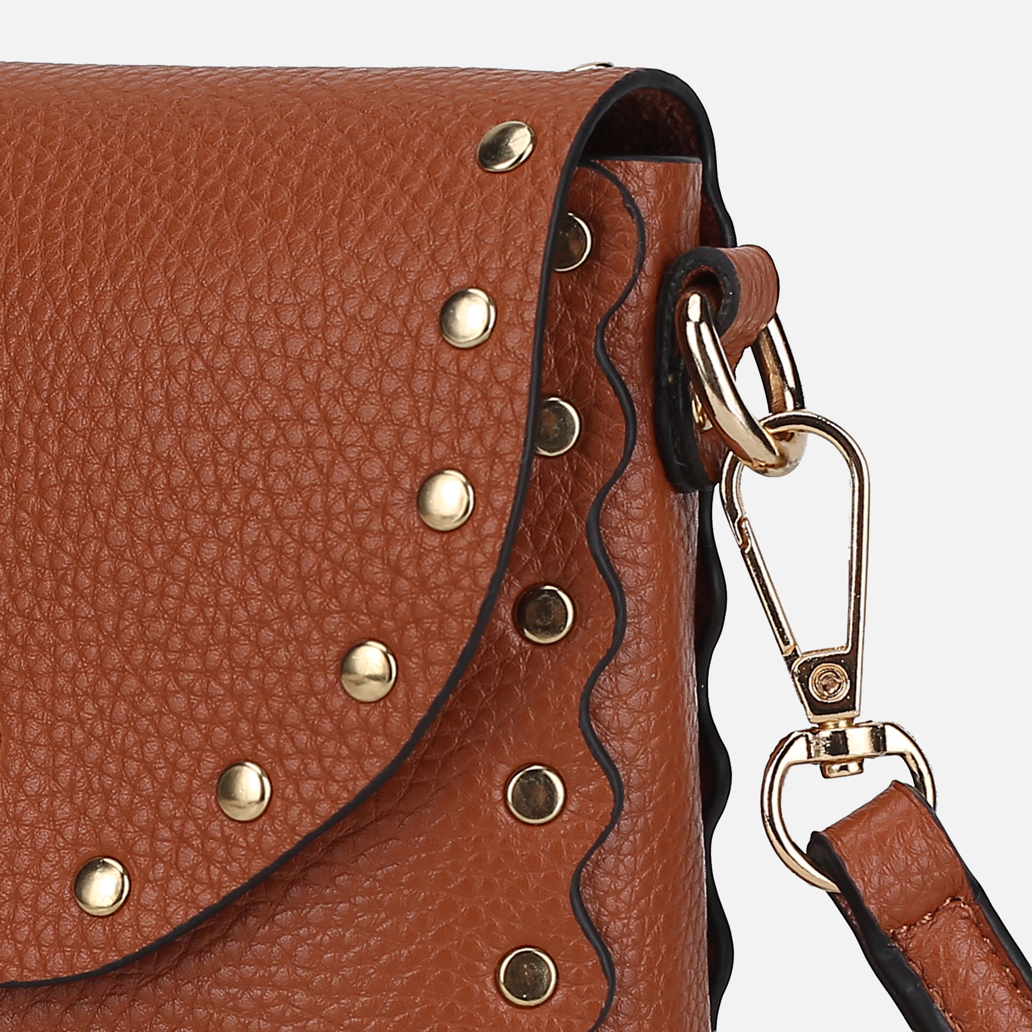 Mia K Collection Filomena Pebble Vegan Leather Crossbody - Gold-Tone Hardware