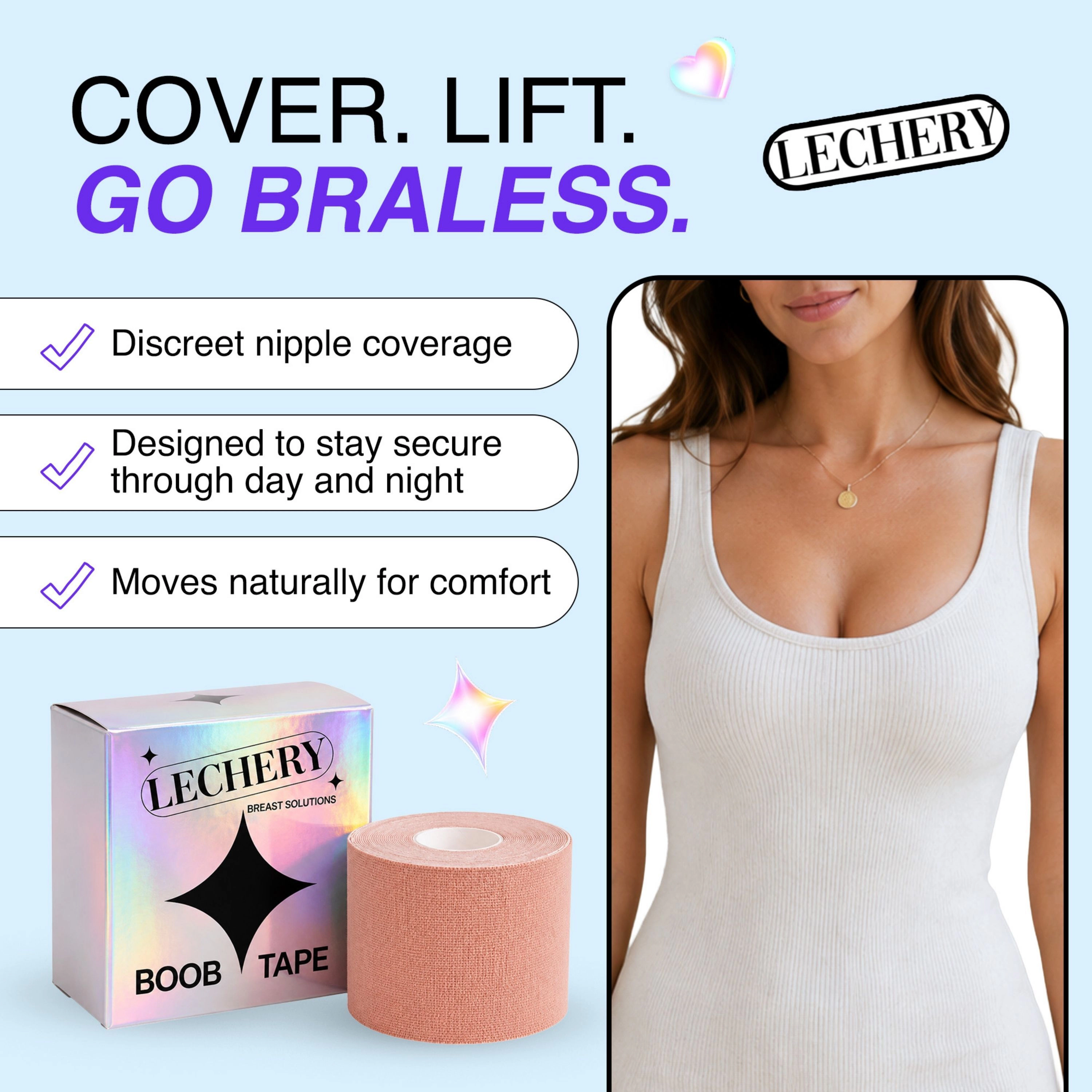 LECHERY Women's Breast Fashion Invisible Sticky Body Tape