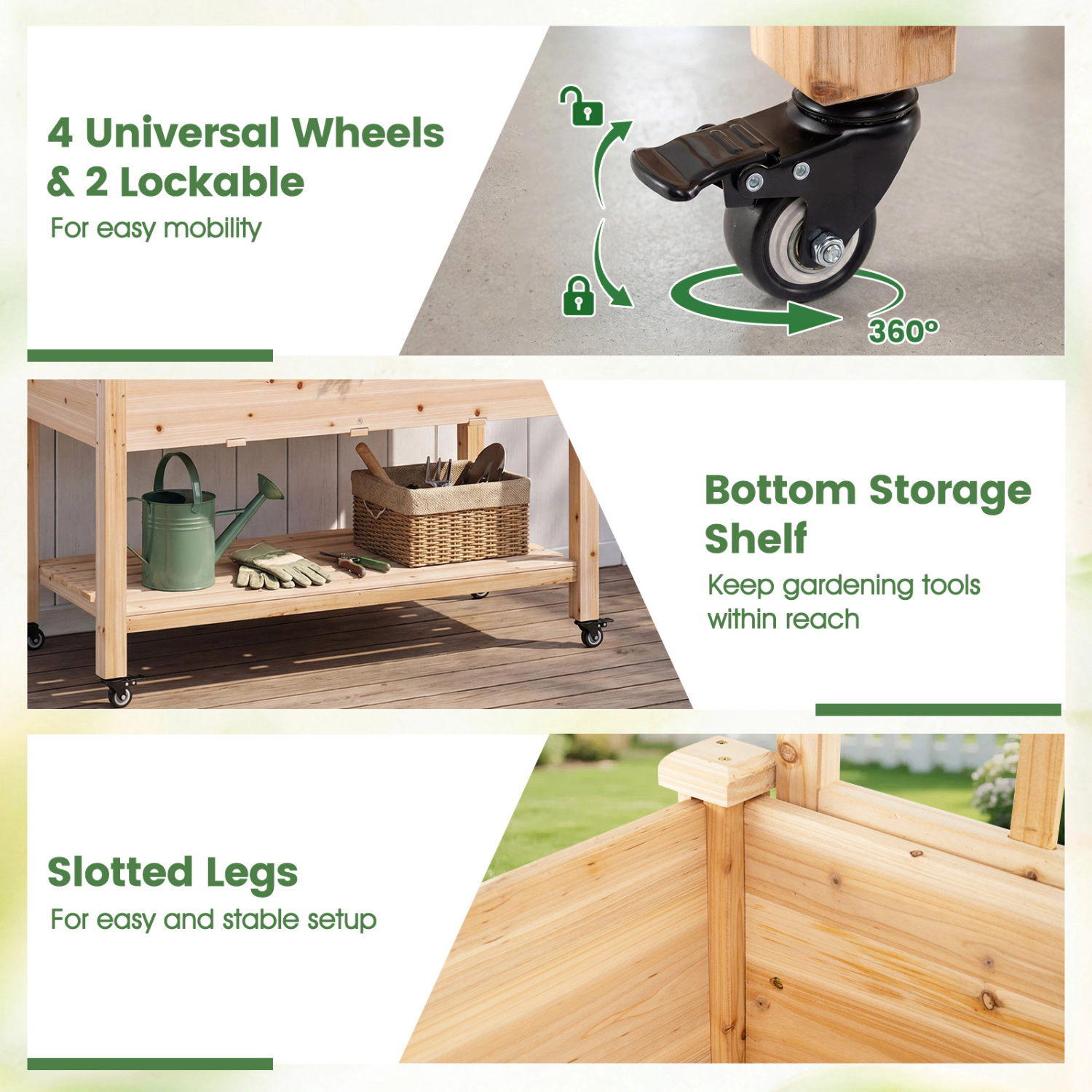 Hivvago Raised Garden Bed on Wheels with Trellis