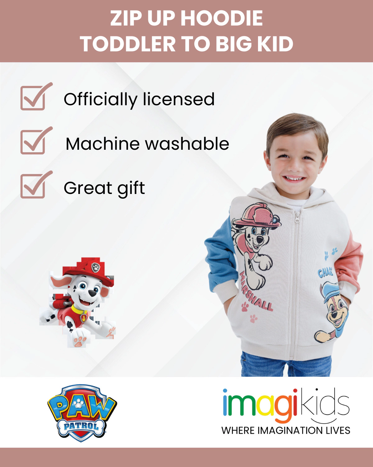 Paw Patrol Boys' Fleece Zip-Up Hoodie