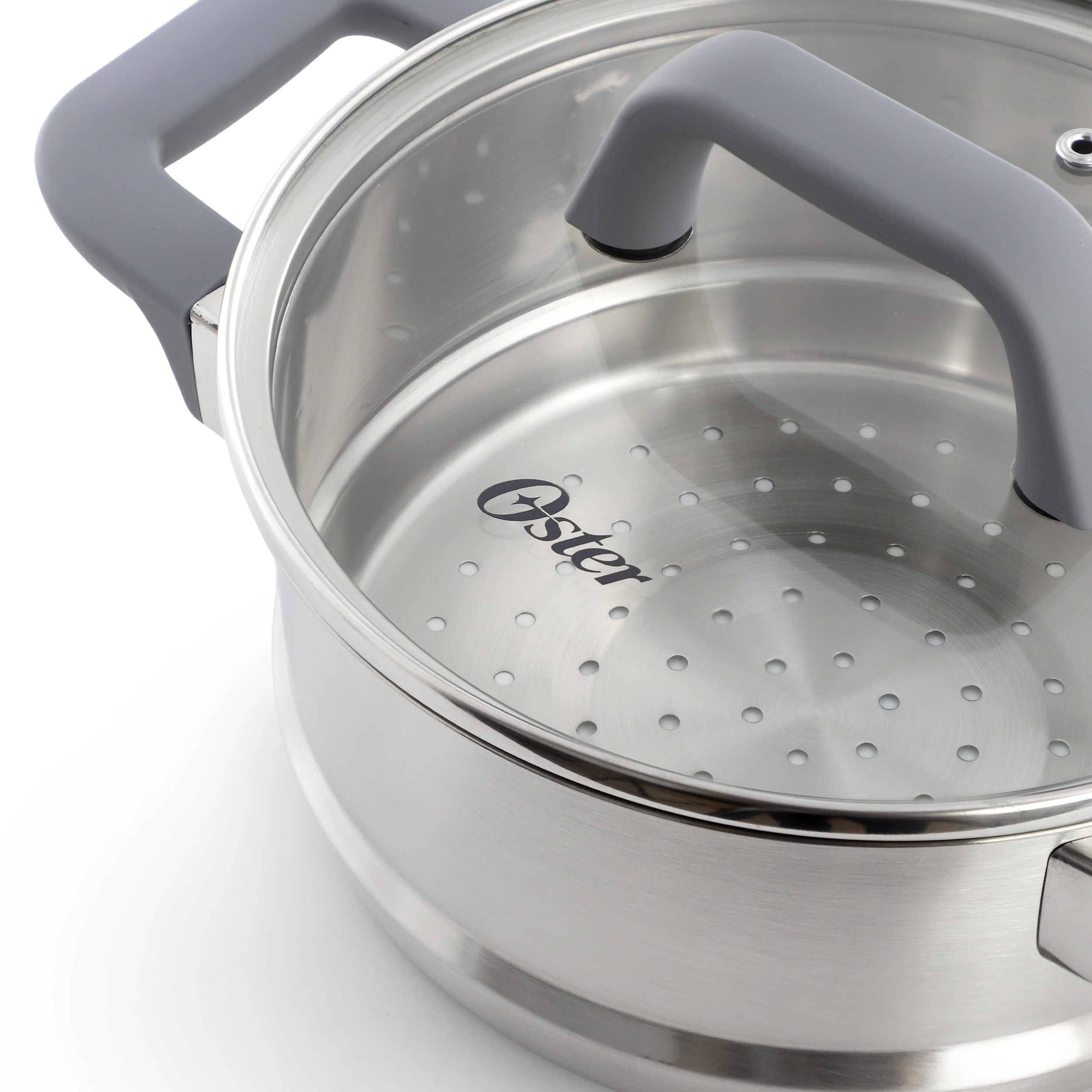 Oster Beauford 3 Piece 2.9 Quart Stainless Steel Steamer Set with Lid