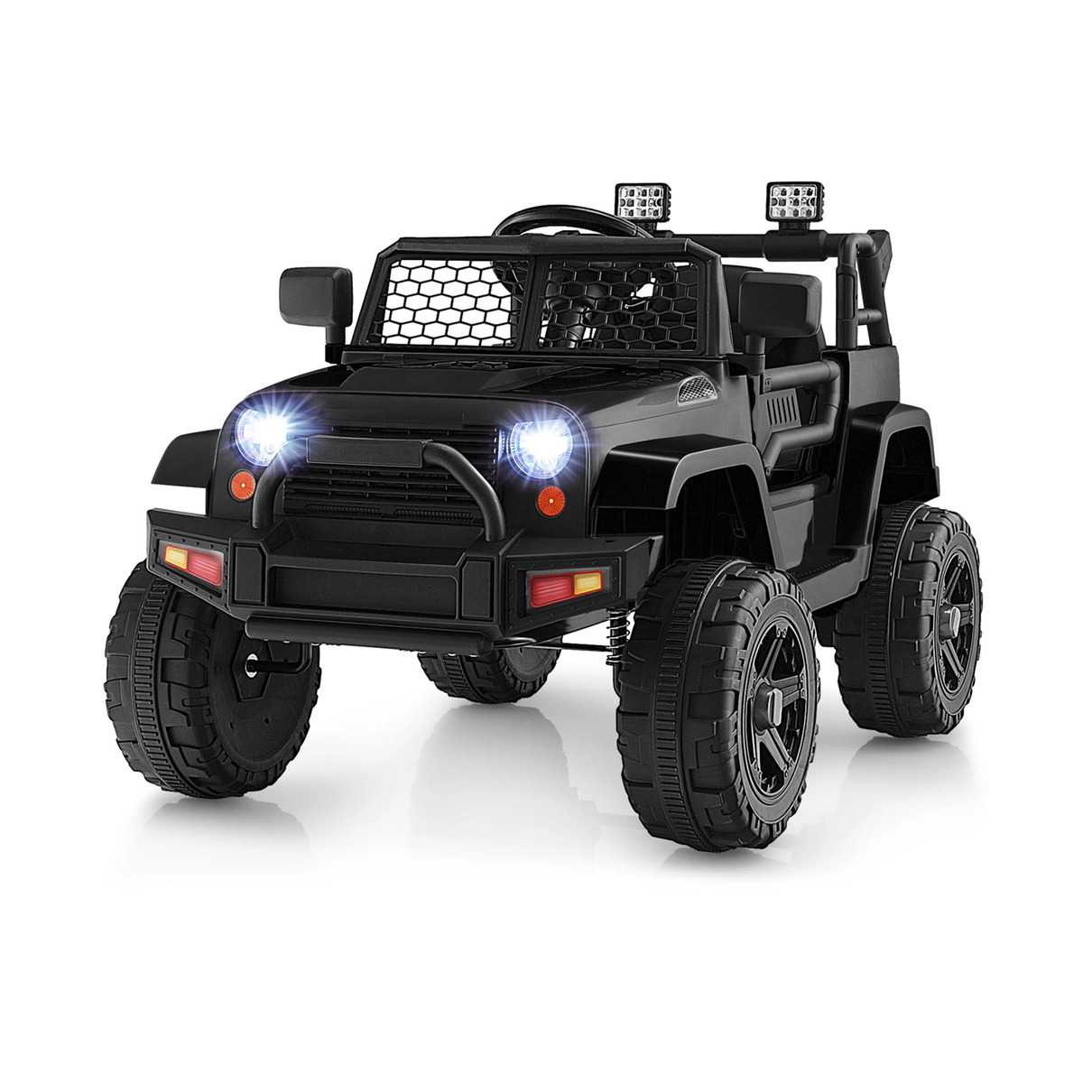 SUGIFT 12V Kids Ride On Truck with Remote Control & Headlights 66-lb Capacity Ages 3-7 39-in Body Steel & Plastic Black
