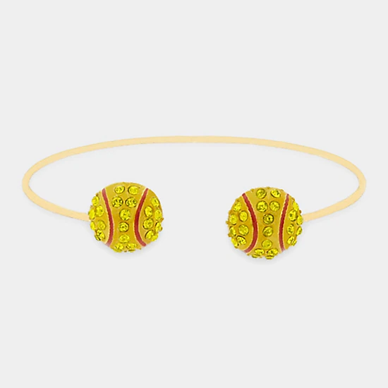 FASHNZFAB Softball Tip Brass Metal Cuff Bracelet - Gold