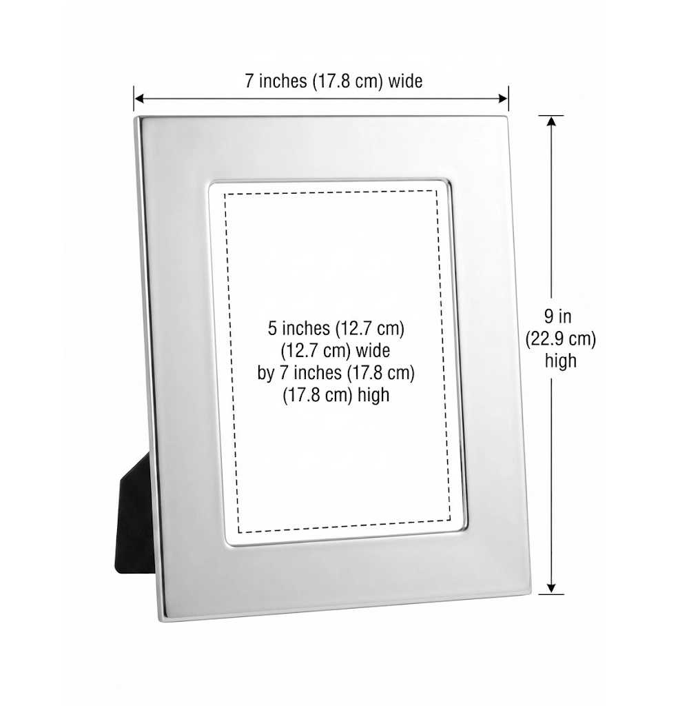 Jiallo Classic Silver-Plated 5x7" Picture Frame (7x9" Overall)
