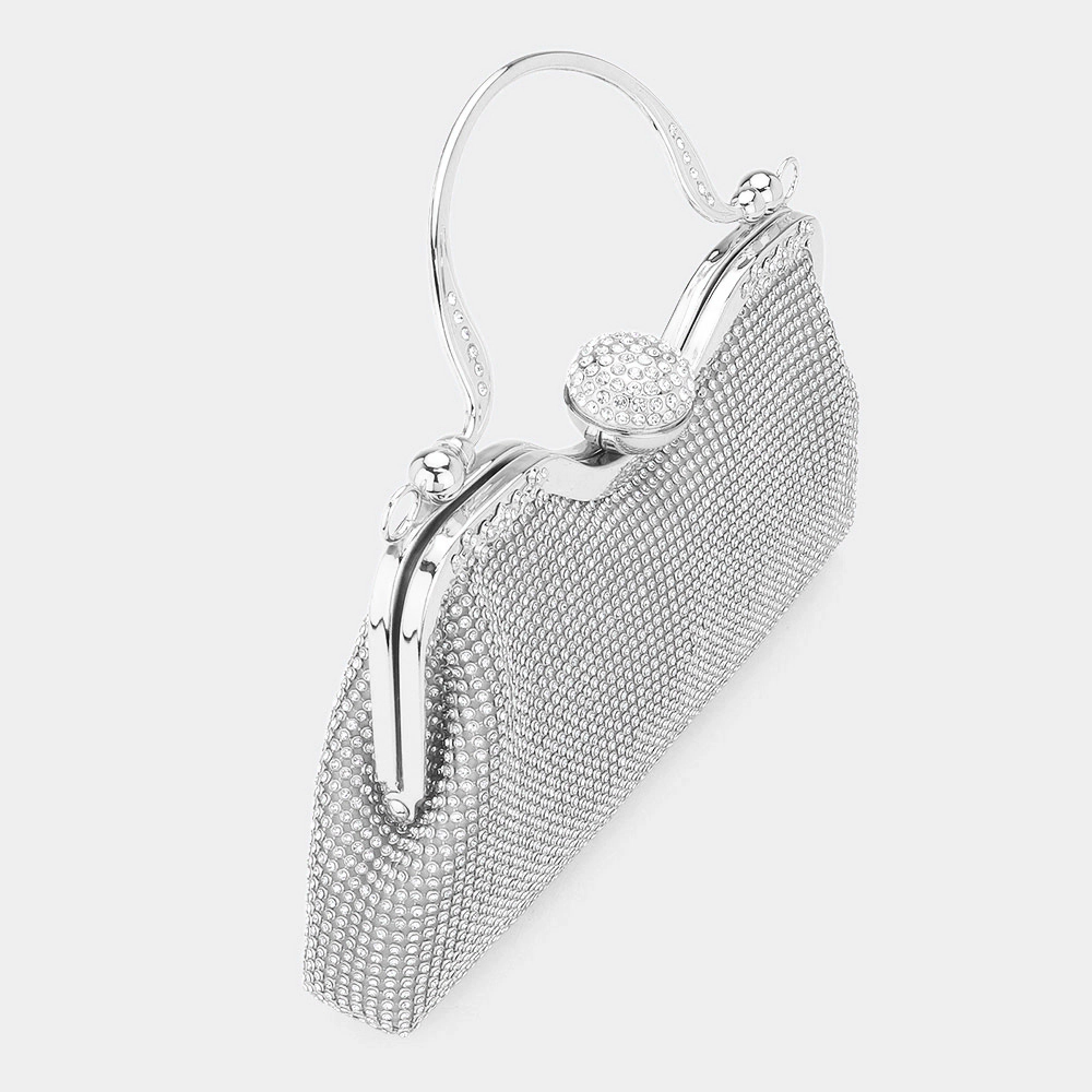 FASHNZFAB Bling Rhinestone Mesh Top Handle Evening Bag / Crossbody Bag