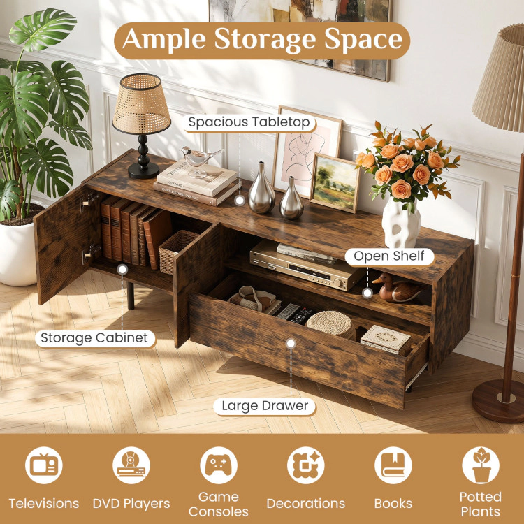 Hivvago Tv Stand For Tvs Up To 70" With Storage Cabinet And Raised Metal Legs