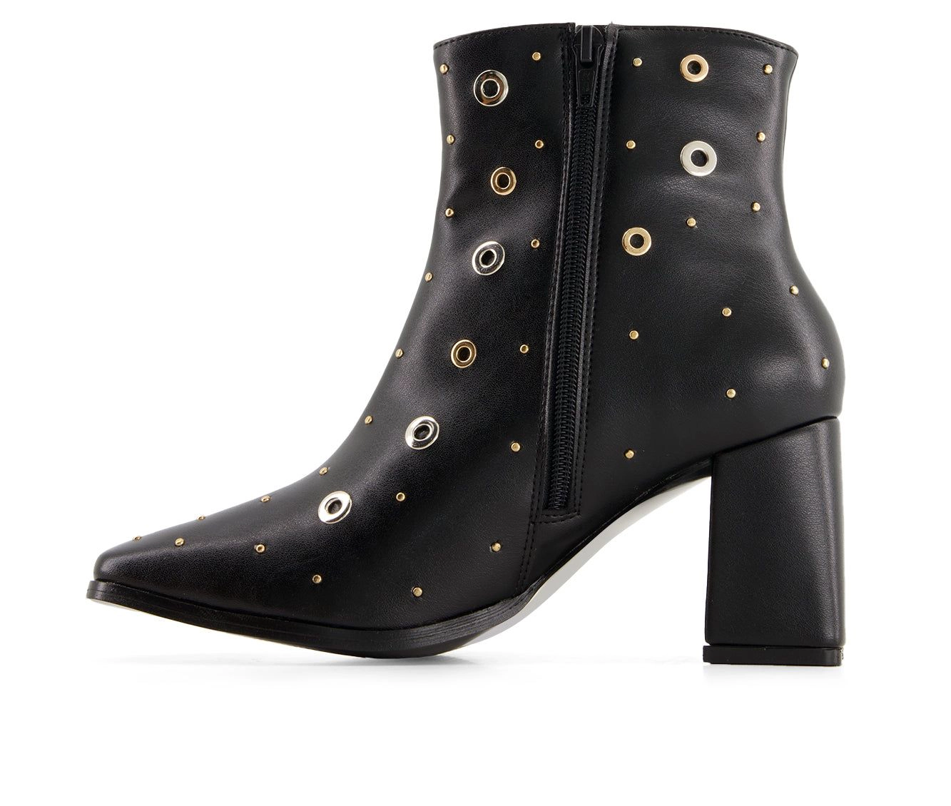 Andrea Womens Medium Heel Riveted Ankle Booties