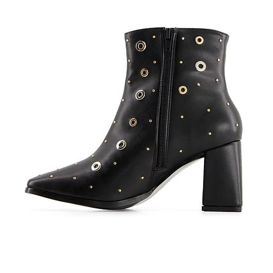 Andrea Womens Medium Heel Riveted Ankle Booties