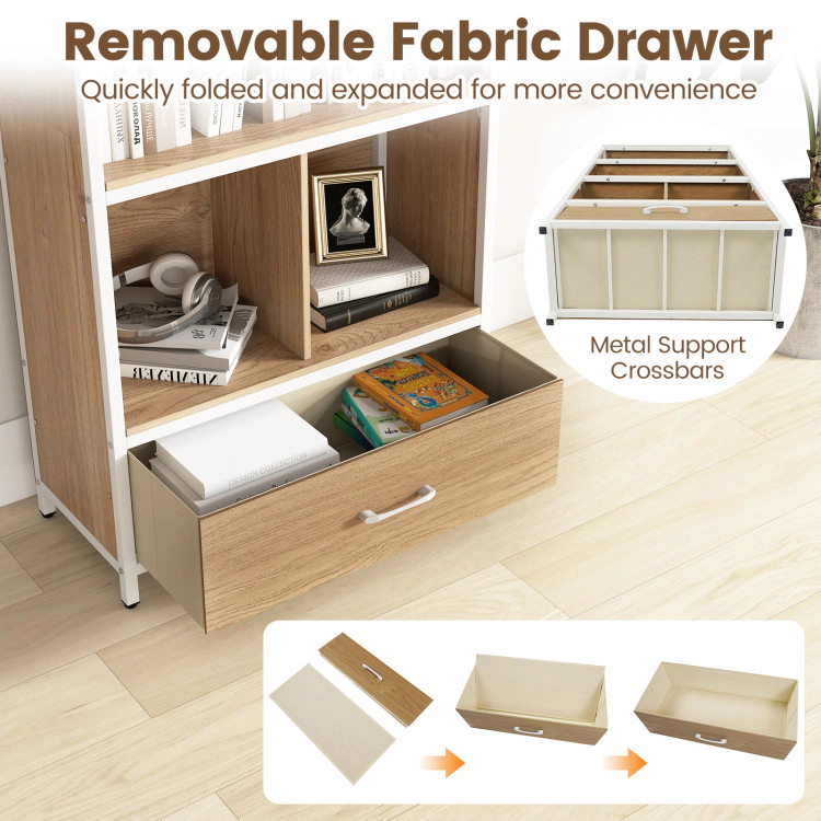 Hivvago 56" Tall Freestanding Bookcase with Drawer 5 Tier