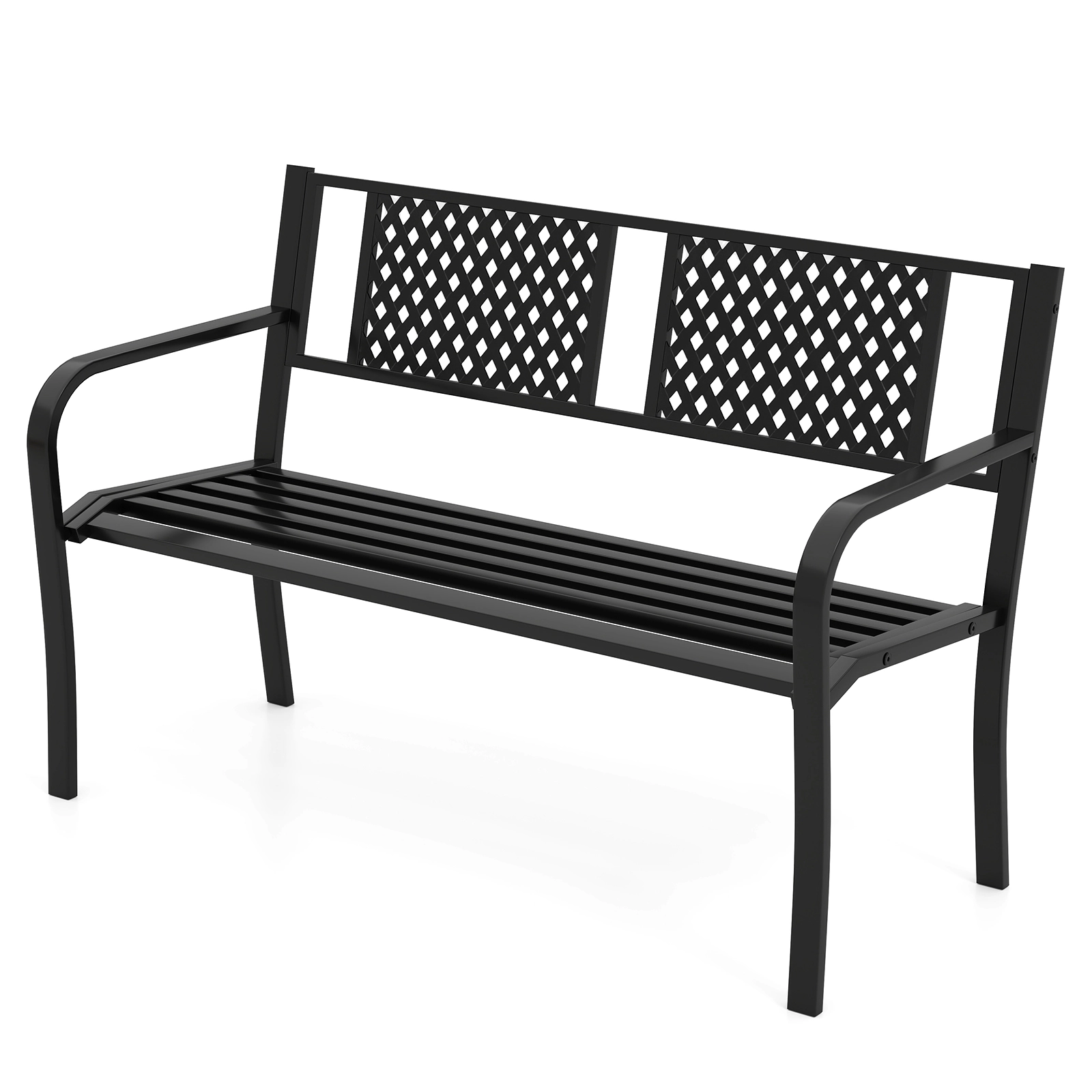 LJG Outdoor Bench Metal Loveseat Patio Bench for 2-3-Person