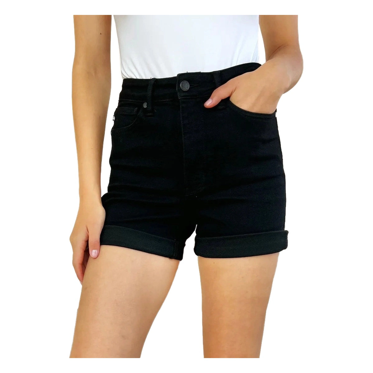 Judy Blue Womens Full Size High Waist Tummy Control Cuffed Denim Shorts