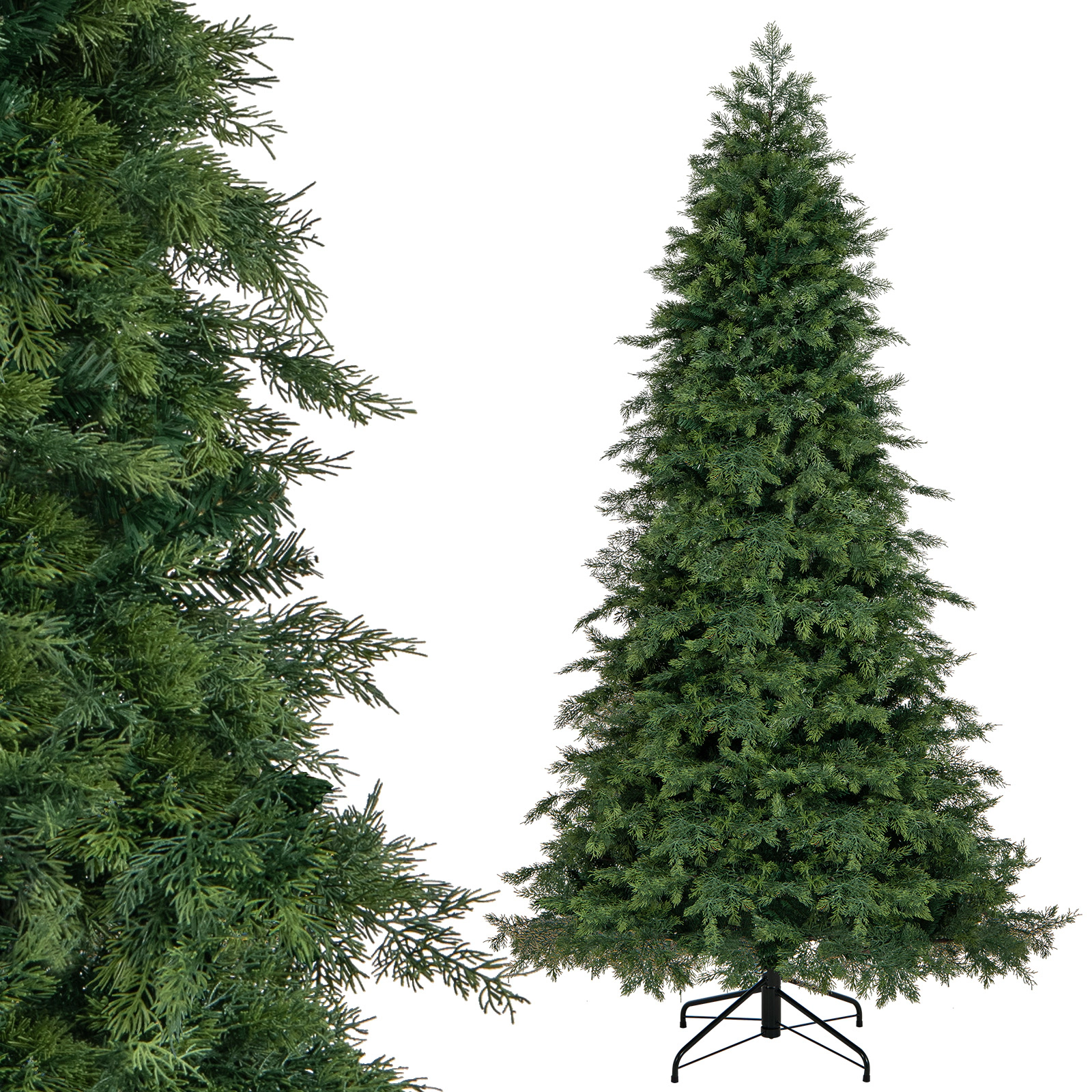 LJG Artificial Christmas Tree Green Hinged Holiday Tree with 721/1019 Lush Branch Tips