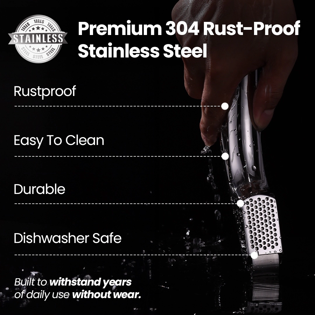 Gourmet Easy Garlic Press No Need to Peel, Stainless Steel Garlic Mincer