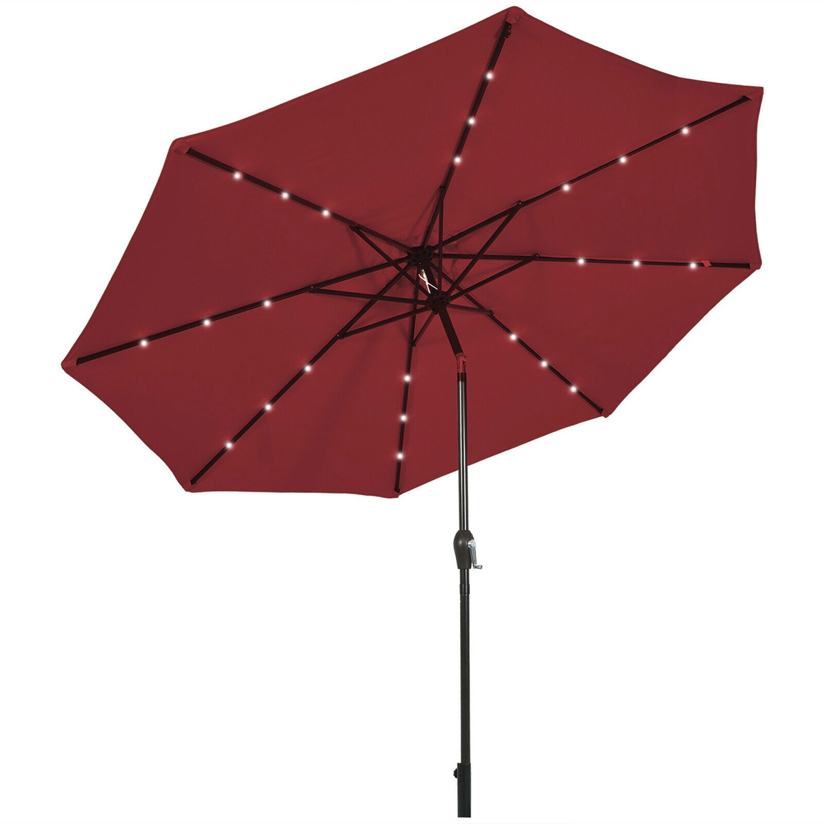 SUGIFT Push Button Tilt and Crank Lift 10 FT Solar LED Lighted Market Patio Umbrella