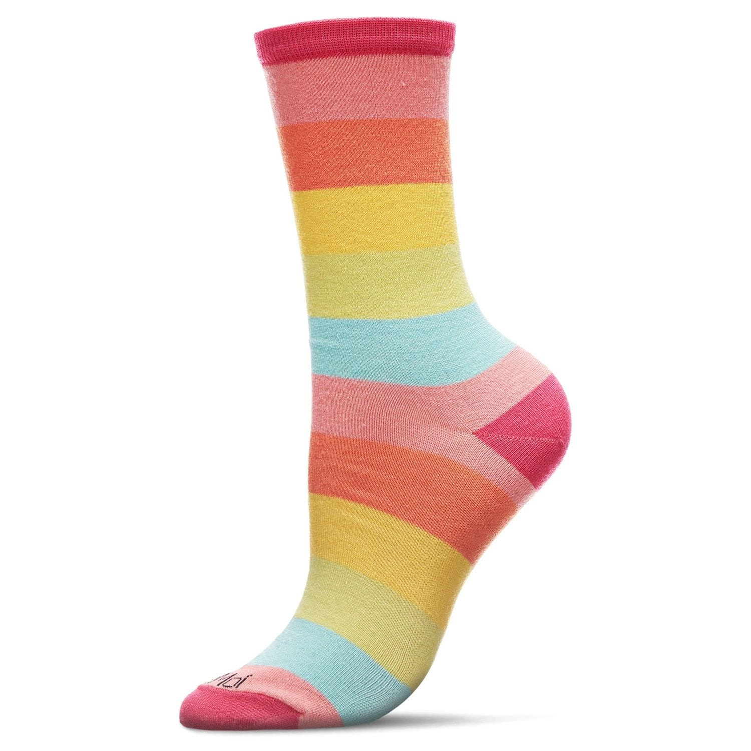MeMoi Multicolor Stripe Splash Bamboo Blend Crew Socks