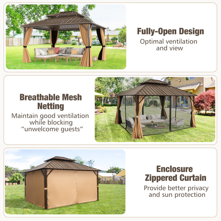 Hivvago 14 x 12 FT Hardtop Gazebo Outdoor Pergola for Patio Garden Deck Lawn Backyard Party Tent