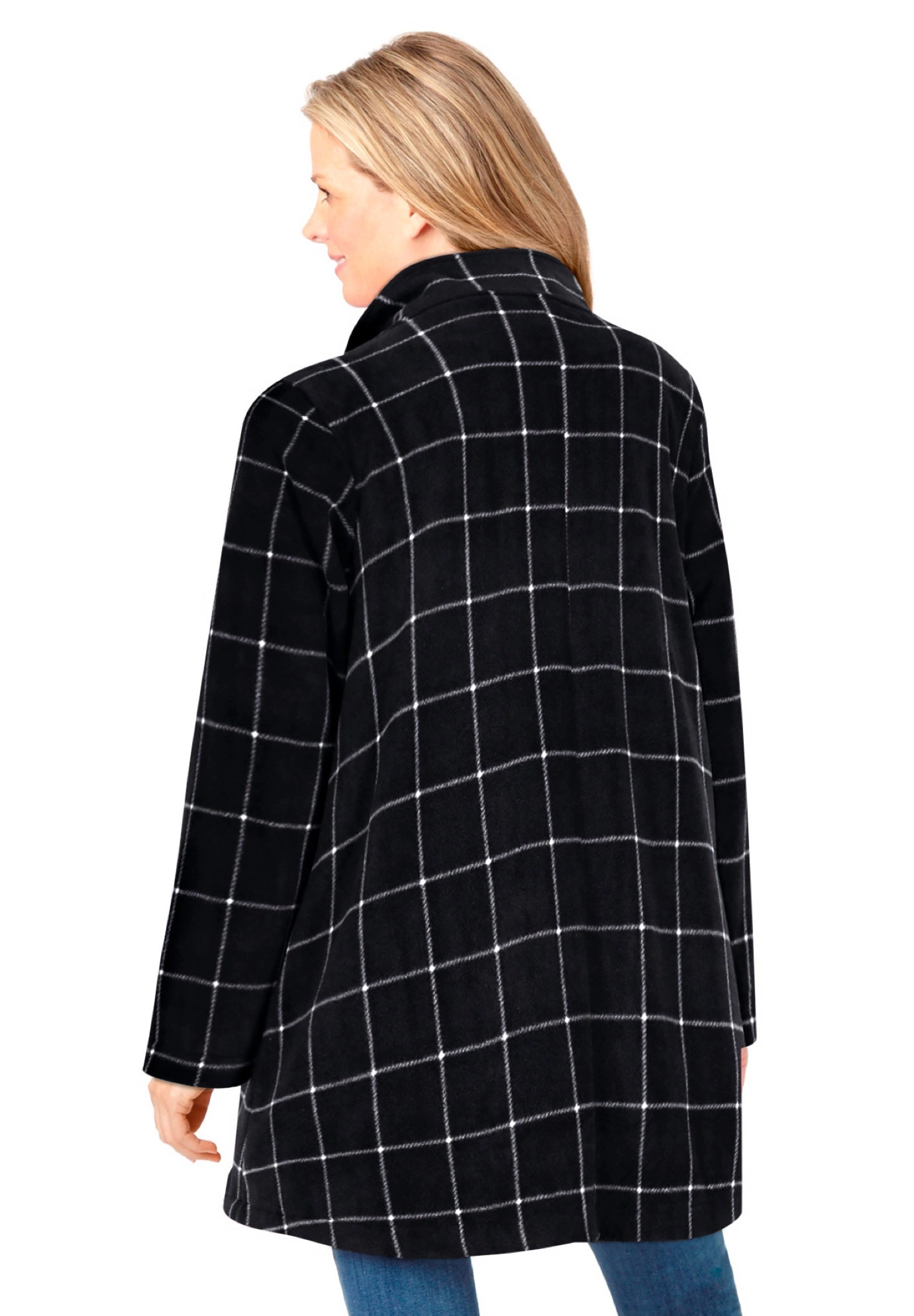 Woman Within Plus Fleece Swing Funnel-Neck Coat