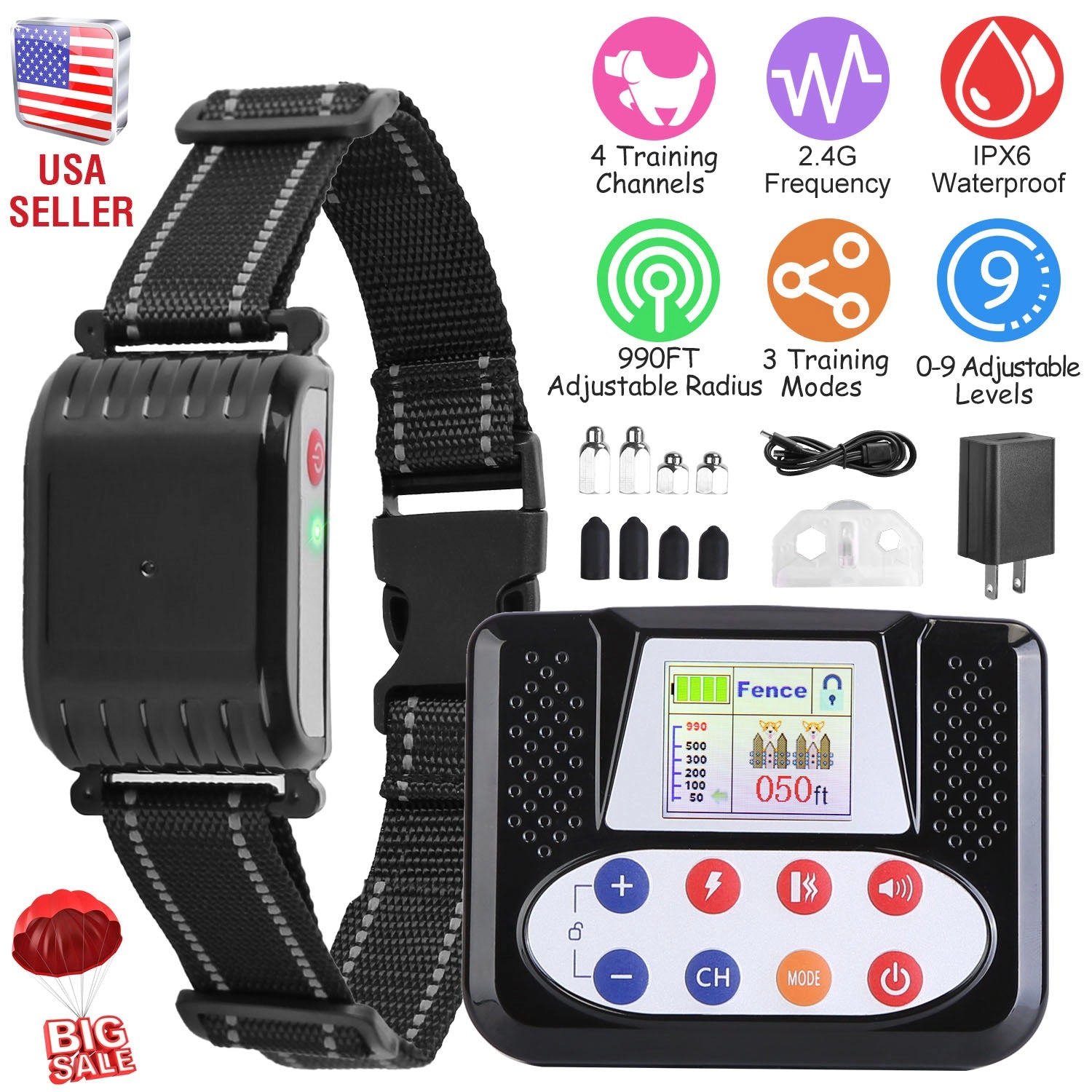 GBruno 2-in-1 Wireless Dog Fence Training Collar
