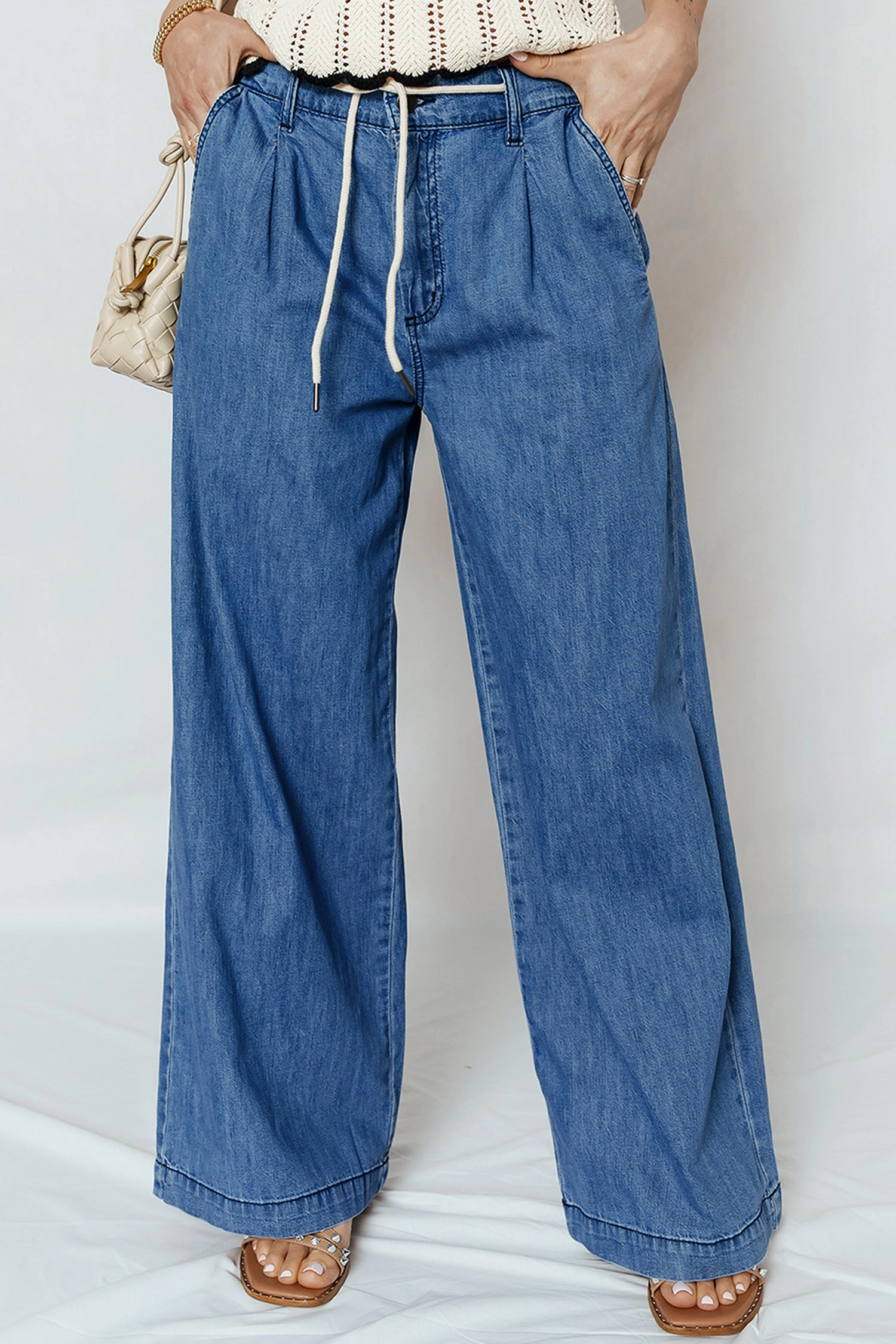 Threaded Pear Womens Oakleigh Wide Leg Jeans - Dusk Blue