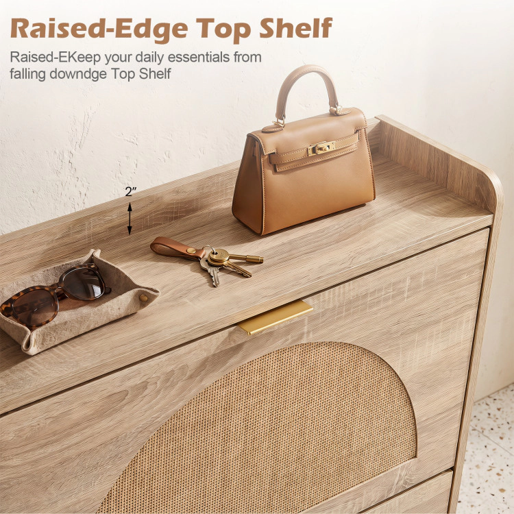 Hivvago Narrow Shoe Storage Cabinet with 2 Flip Drawers and Adjustable Shelves