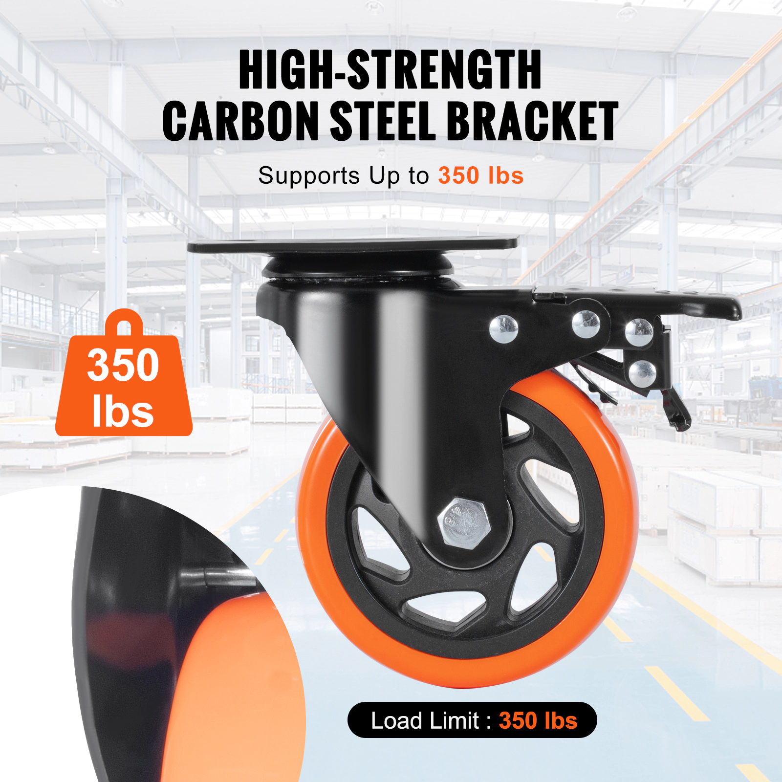 HONGGE Caster Wheels Swivel Plate Casters with Wheels Per Caster Wheels