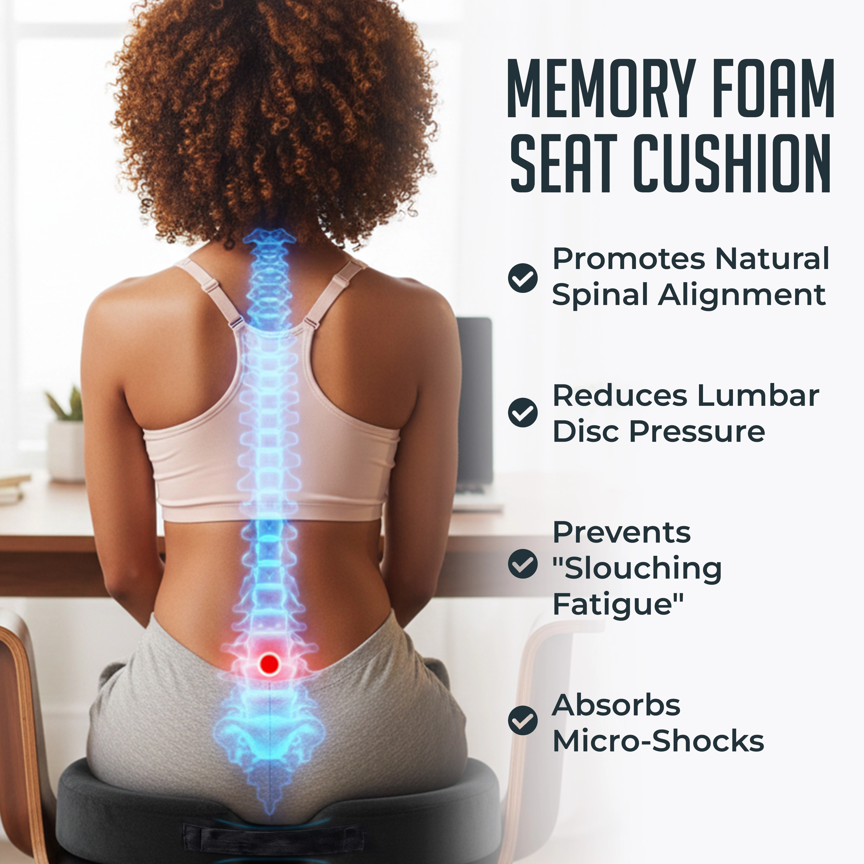 Luminuxe Gel Memory Foam Seat Cushion, Cooling Gel U Shaped Tailbone Coccyx Car Seat Cushion, Orthopedic Chair Cushions