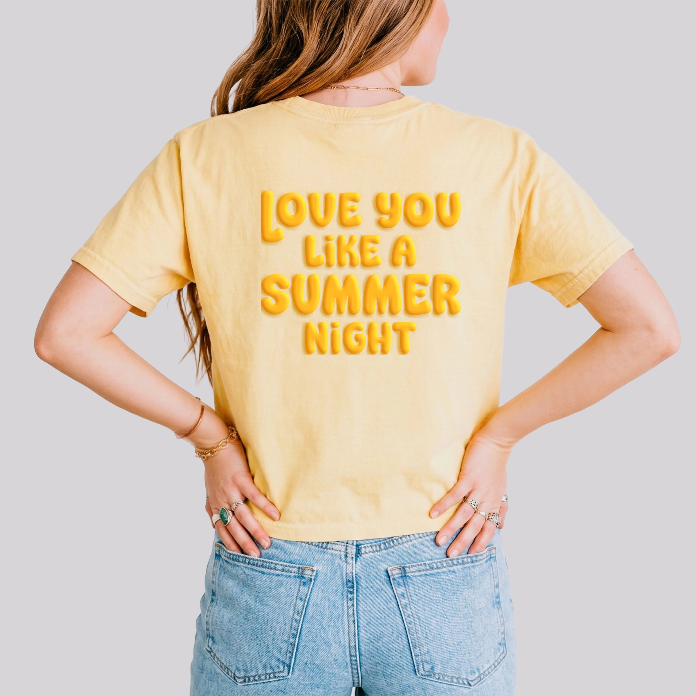 Simply Sage Market - Love You Like A Summer Night Women's Boxy Crop Top Graphic T-Shirt