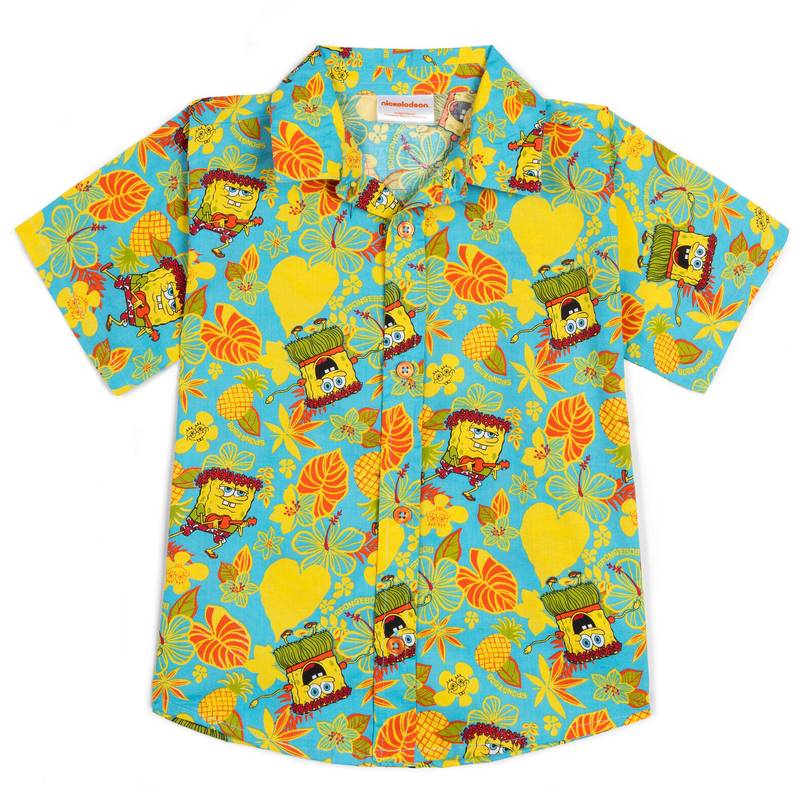 Nickelodeon SpongeBob SquarePants Boys' Hawaiian Button-Down Shirt