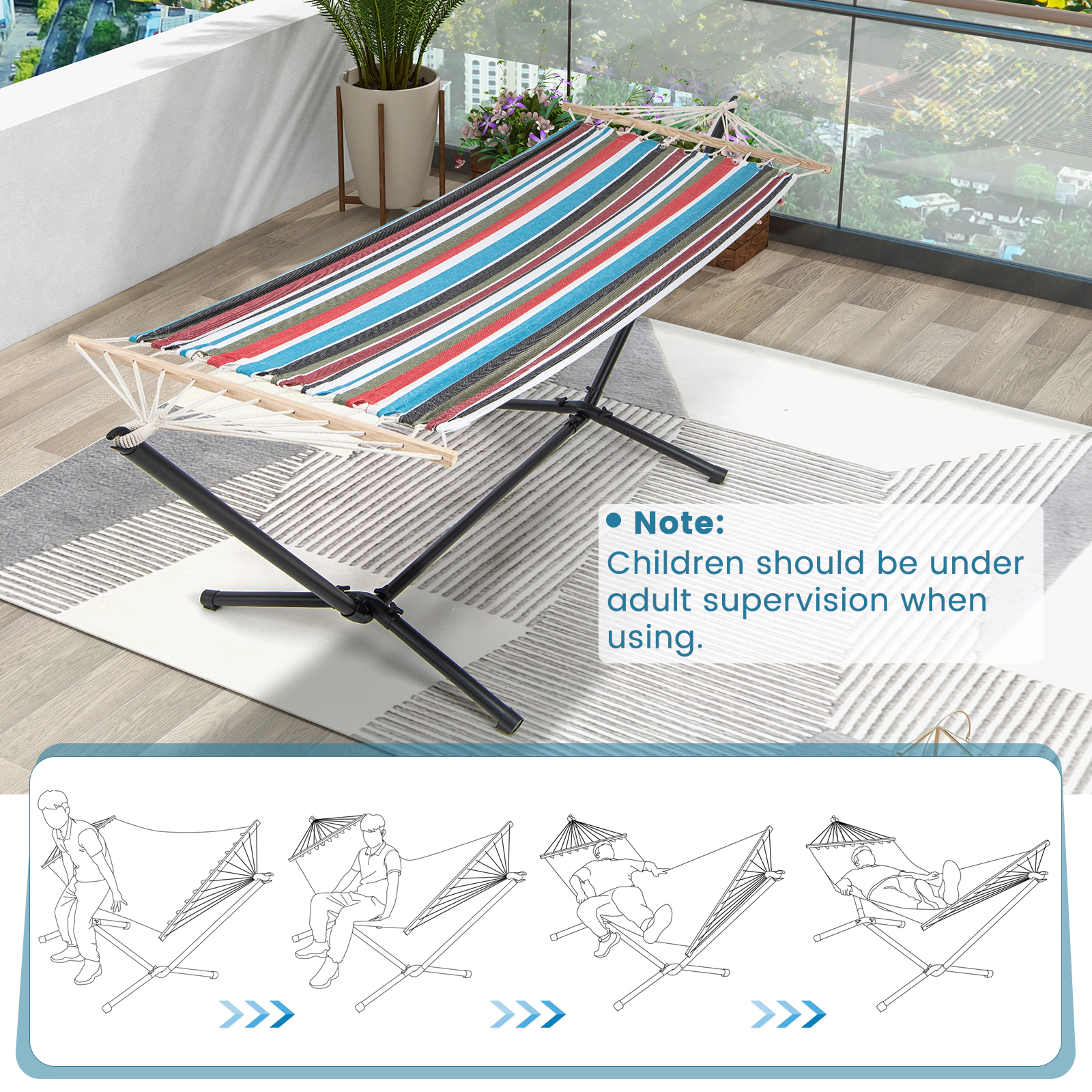 Slickblue Unisex Portable Poly-Cotton Outdoor Hammock Set