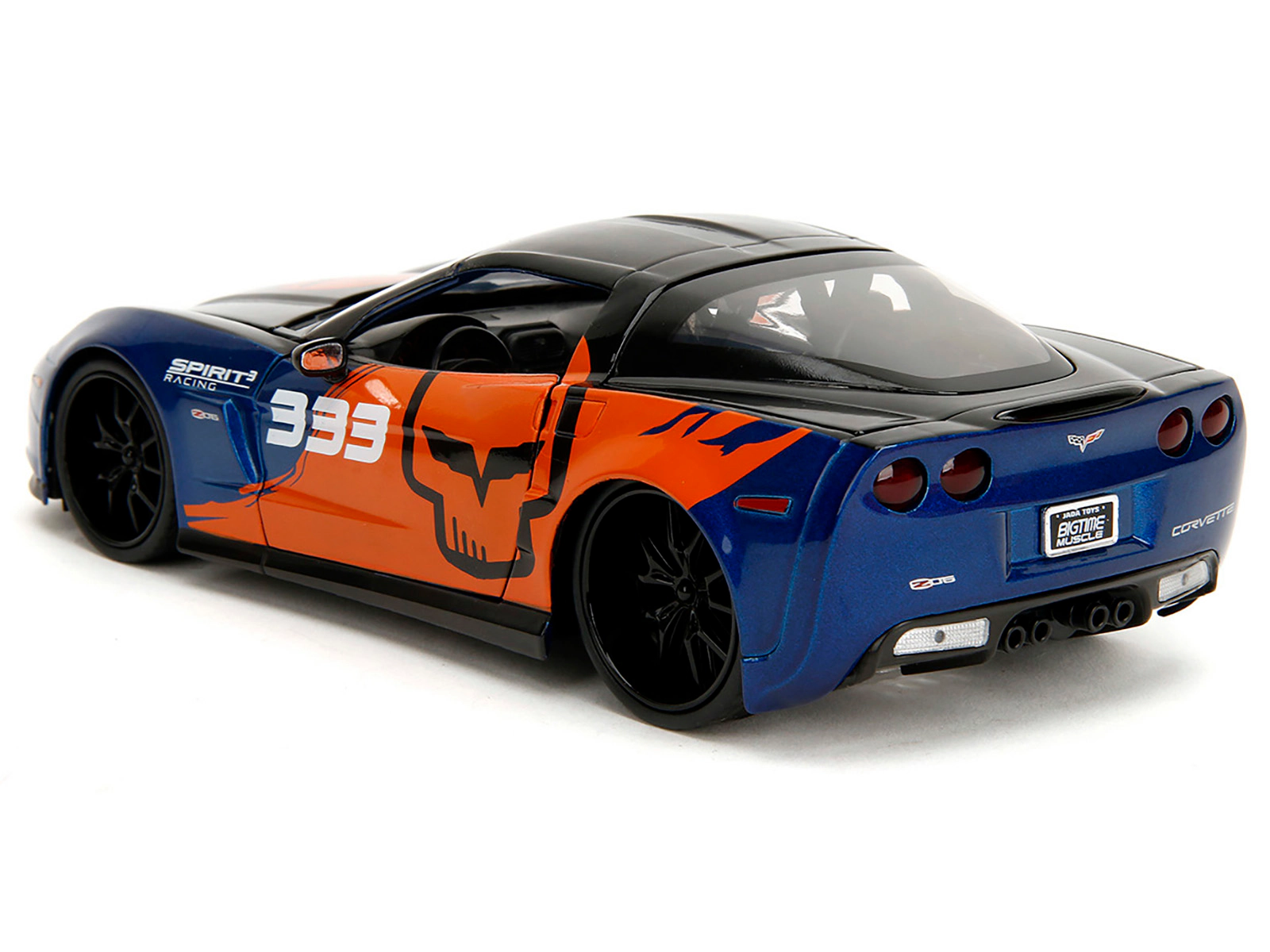Jada 2006 Chevrolet Corvette Z06 #333 "Spirit Racing" Blue Metallic and Orange with Black Hood and Top