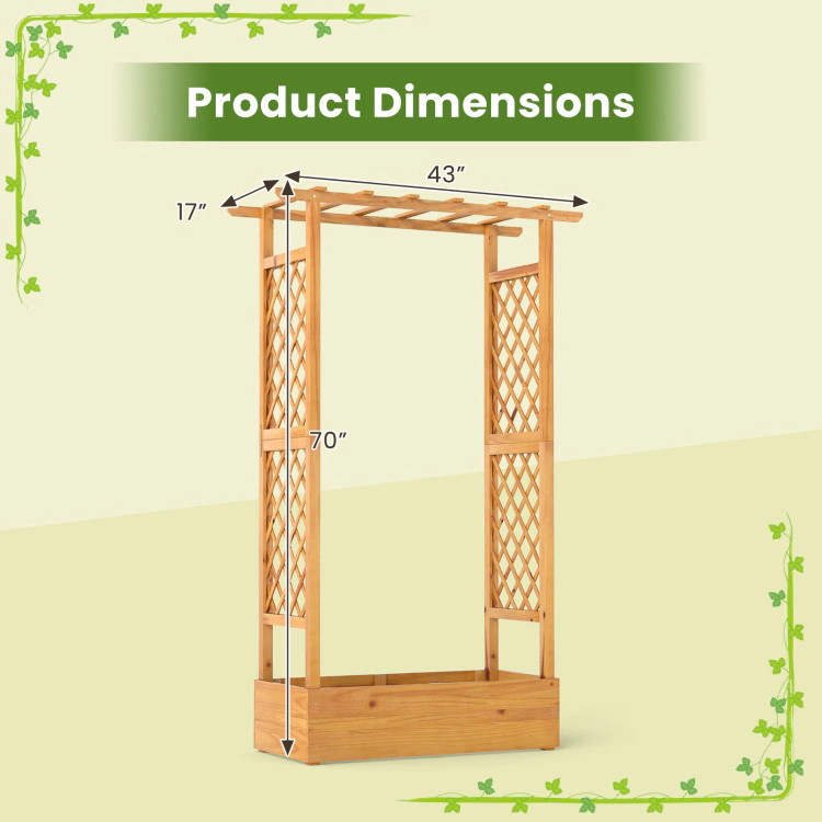 Hivvago 70 Inch Wooden Raised Garden Bed with Lattice Trellis